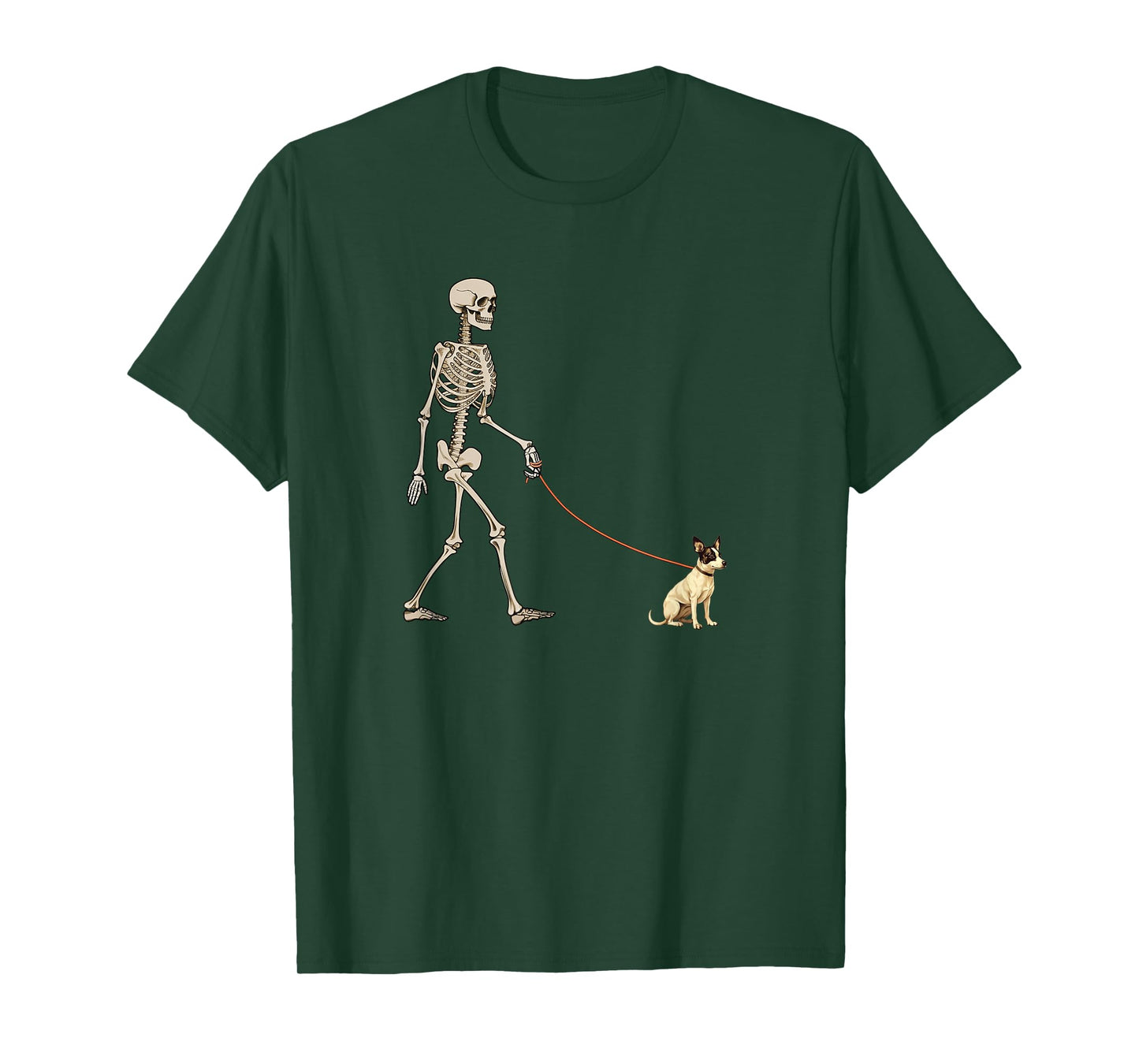 Funny Rat Terrier Skeleton Dog Walking Halloween Dog T-Shirt