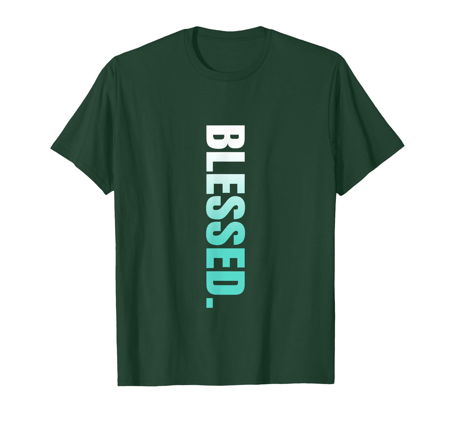 Teal Aqua Blessed. Vertical Teal Aqua Graphic T-Shirt