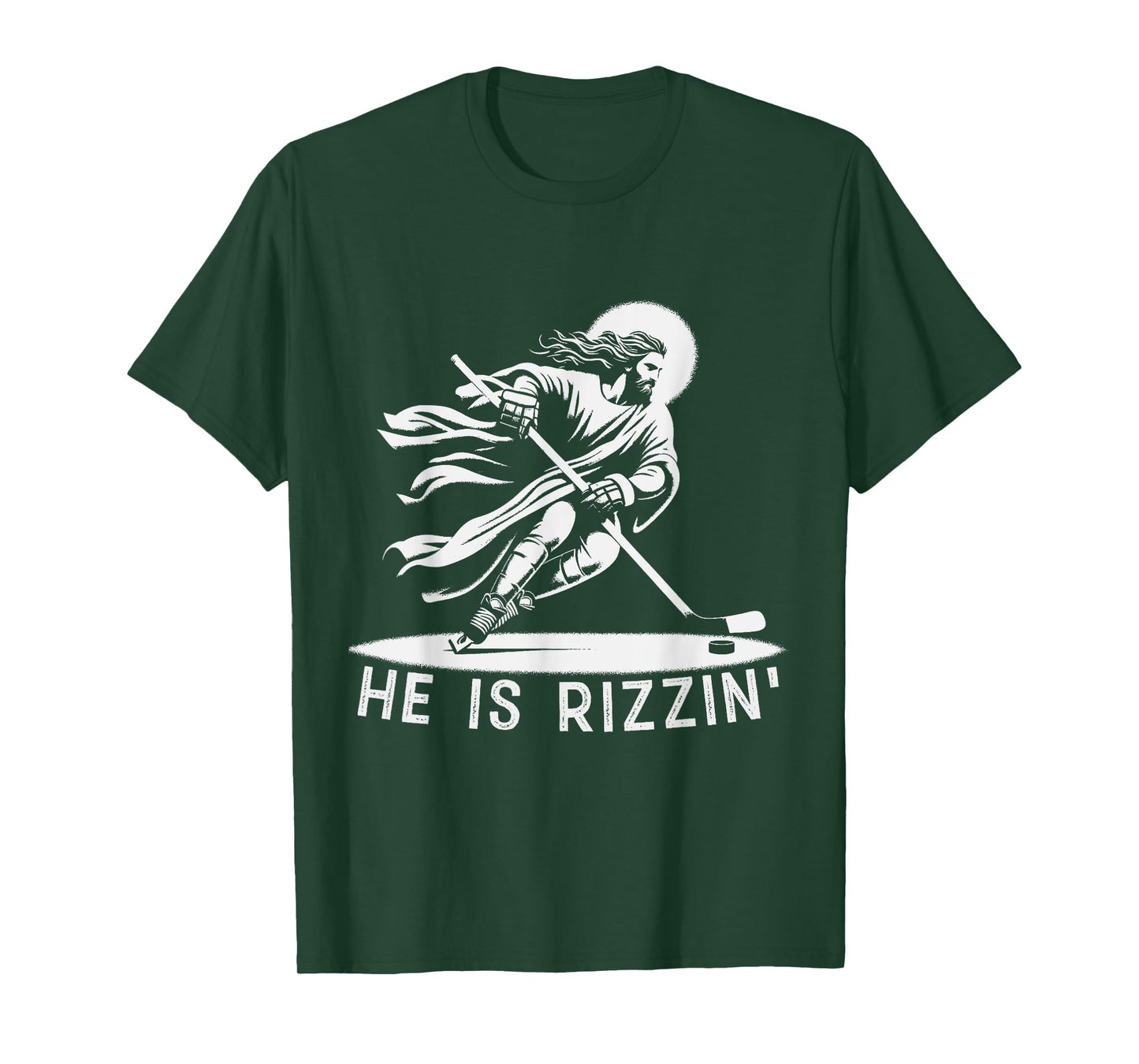 He Is Rizzin Jesus Meme Religious Christian Ice Hockey Lover T-Shirt