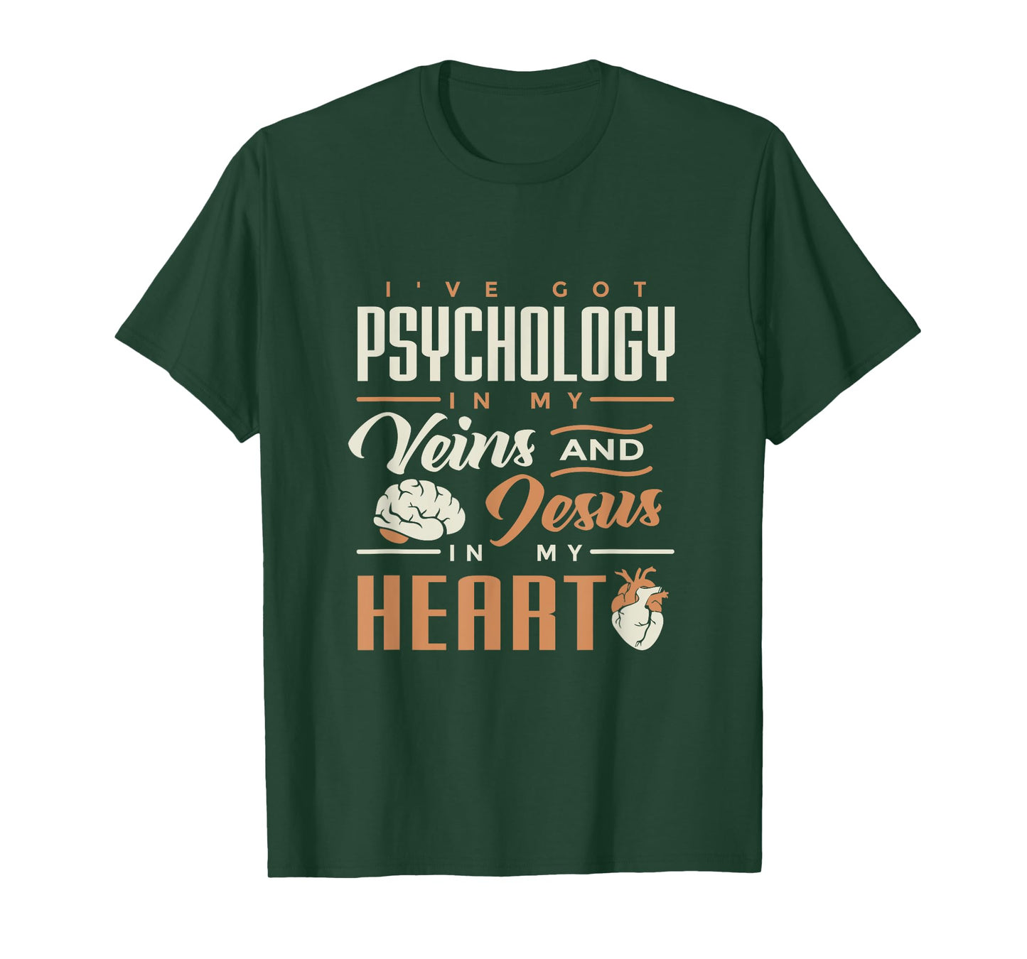 Psychology & Jesus In My Heart T-shirt for psych students T-Shirt