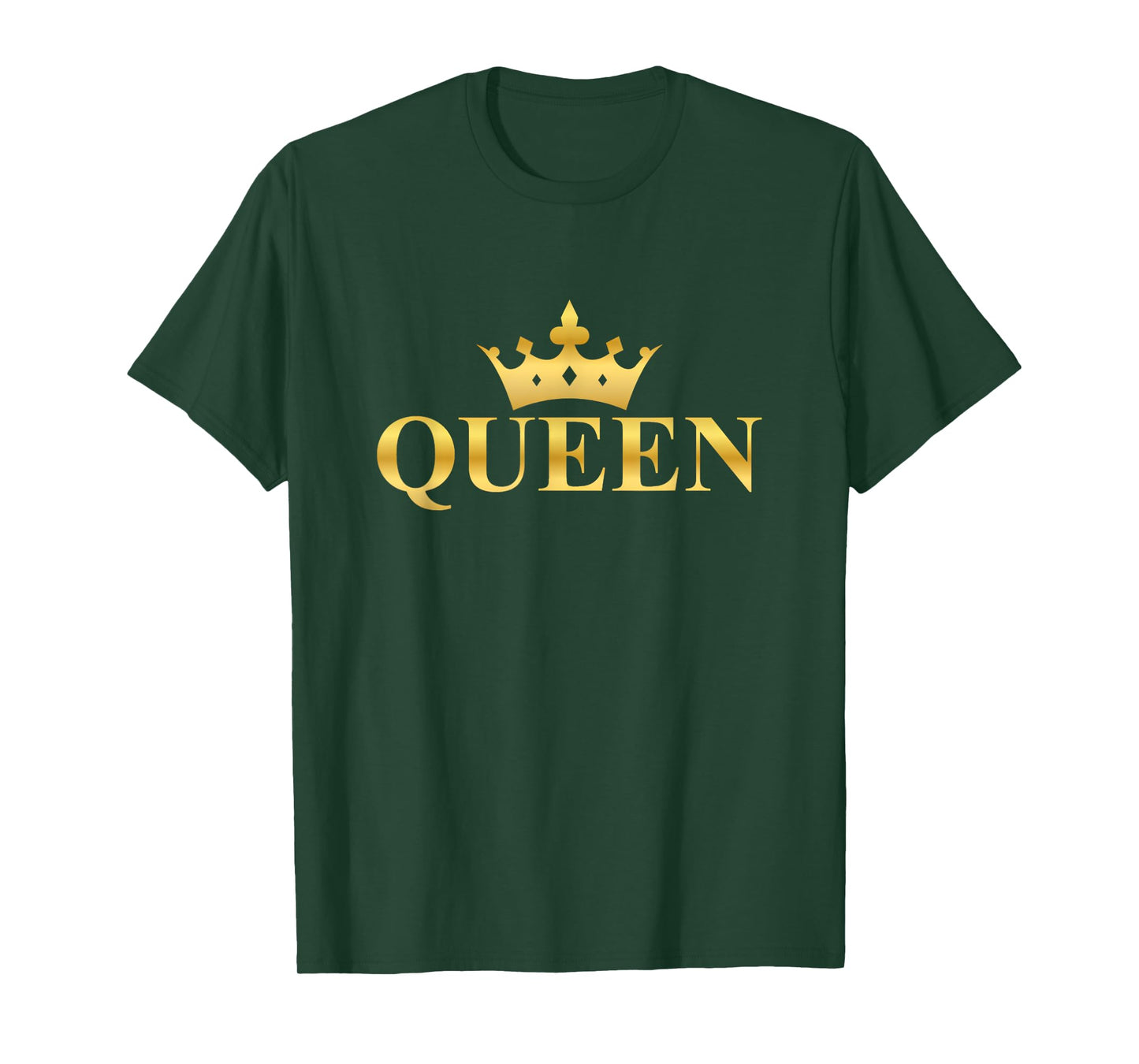 Gold Queen Text Design with Crown T-Shirt