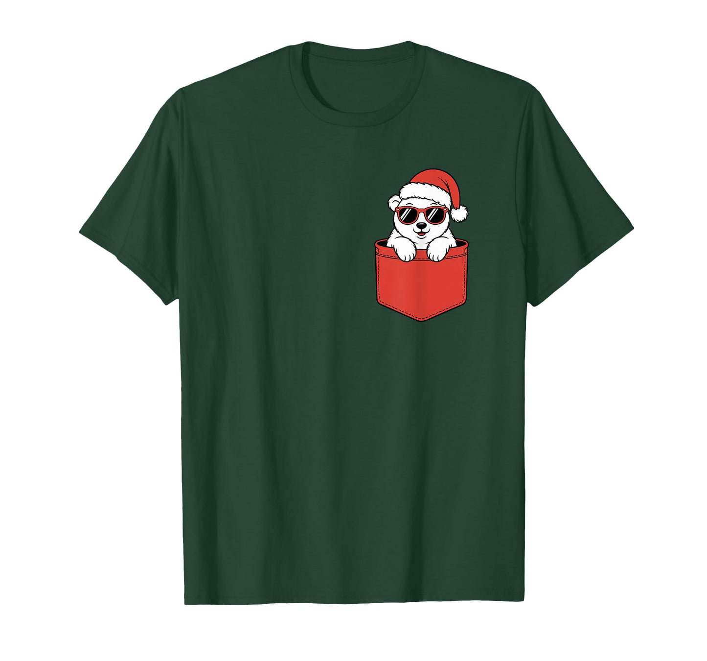 Pocket Polar Bear Christmas, Cute White Bear with Sunglasses T-Shirt