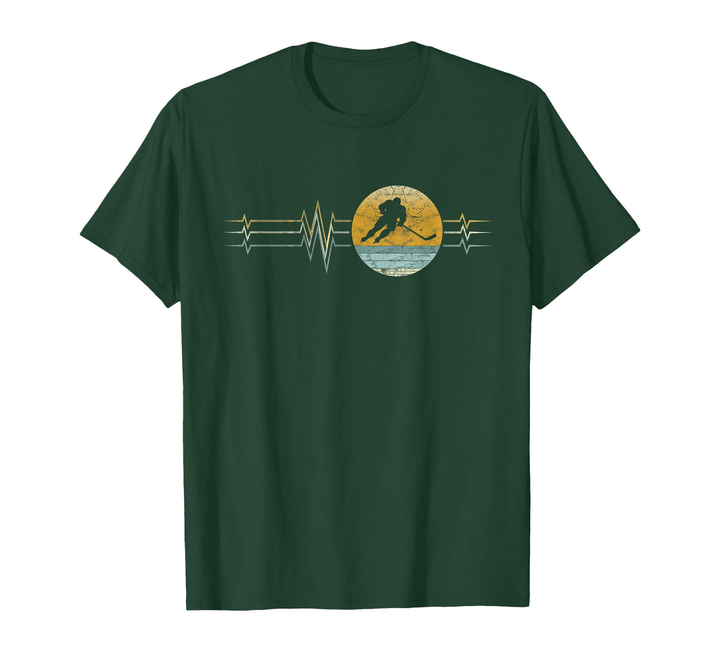 Retro Heartbeat Ice Hockey Sports Lifeline Vintage Gift T-Shirt
