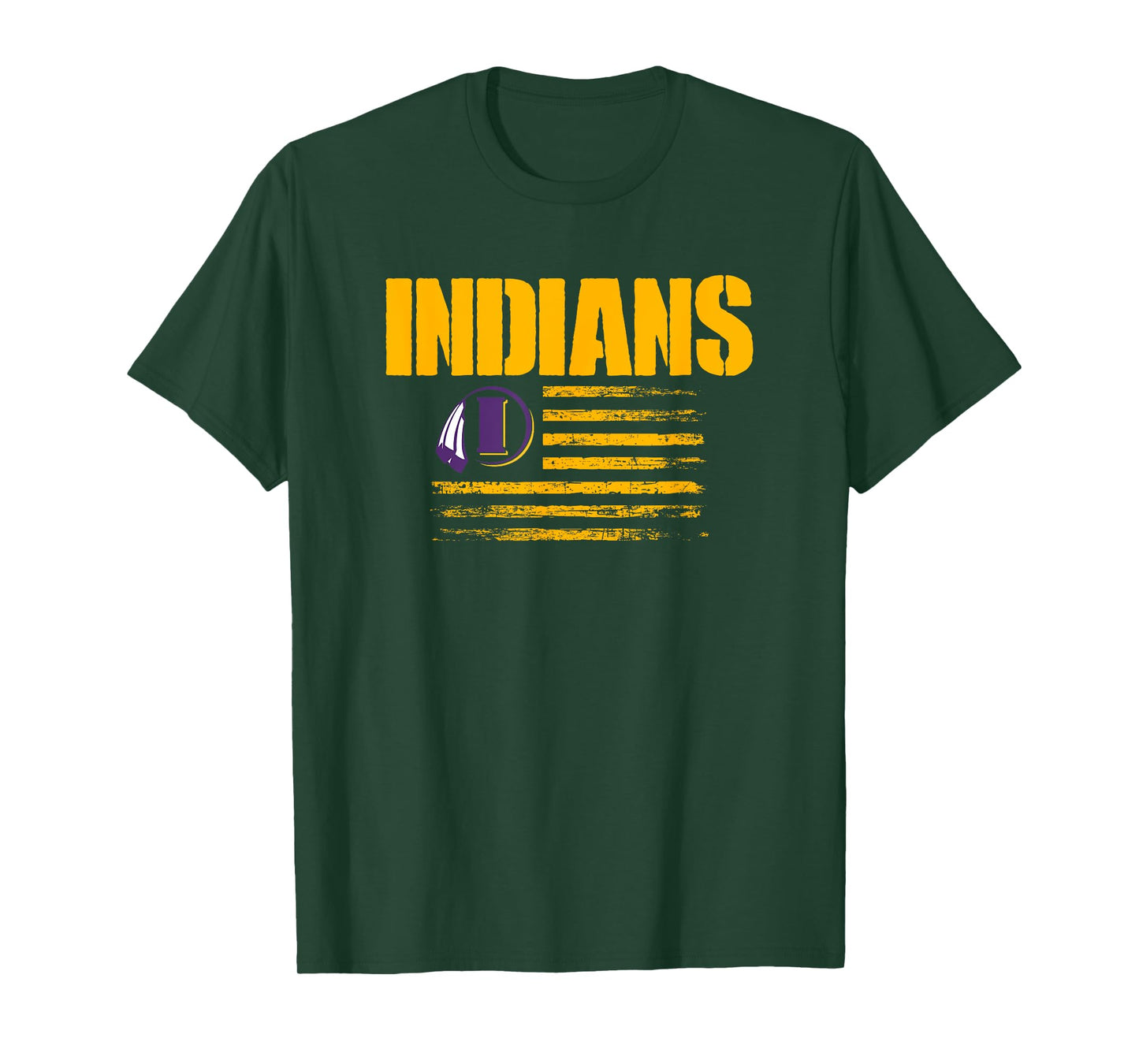 Indianola Indians Logo USA Flag Pride HS T-Shirt