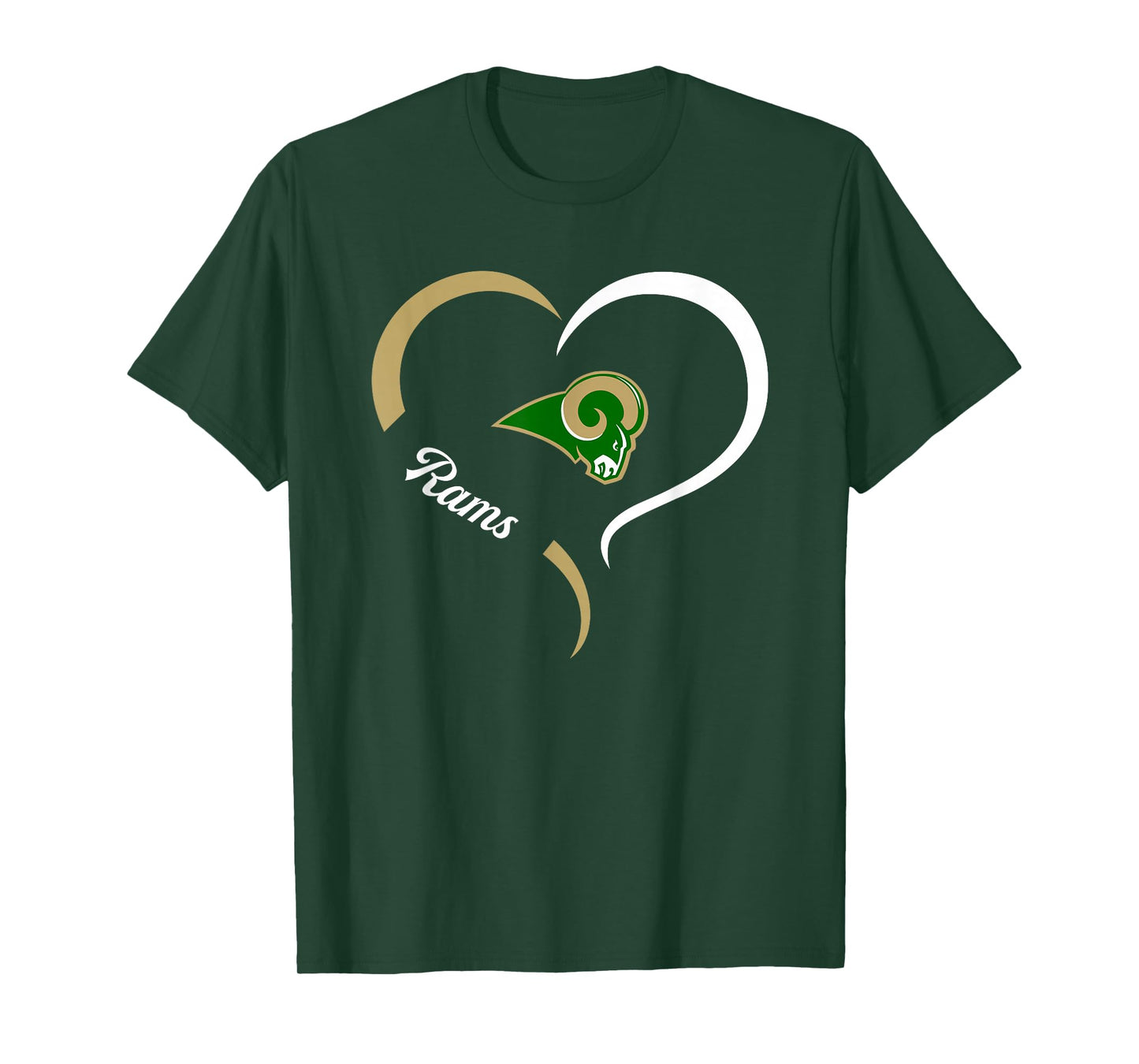 Acadiana Rams Logo Half Heart Slogan HS T-Shirt