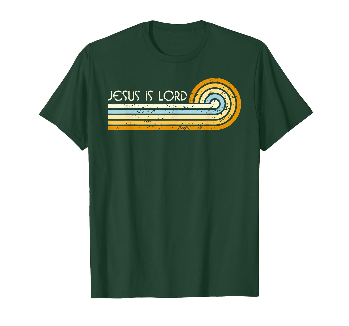 Retro Groovy 1970s 1980s Jesus is Lord Romans 10:9 T-Shirt