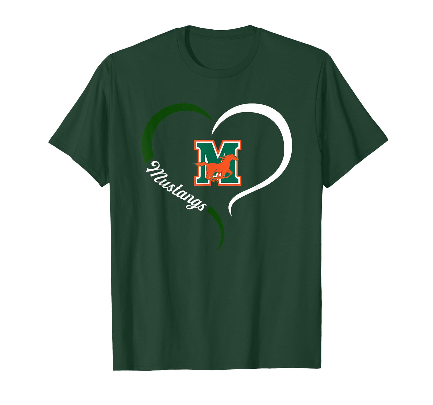 Mandarin Mustangs Logo Half Heart Slogan HS T-Shirt