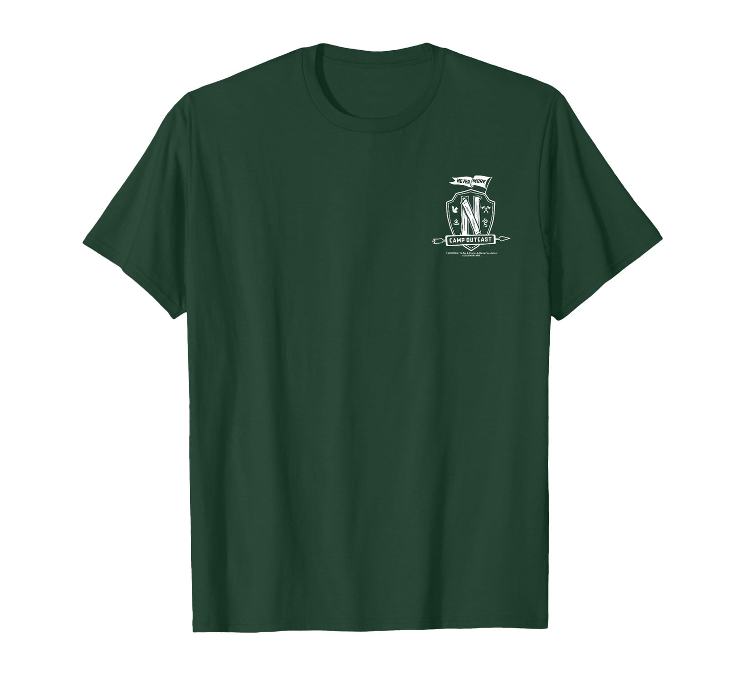 Wednesday Season 2 Nevermore Camp Outcast White Pocket Logo T-Shirt