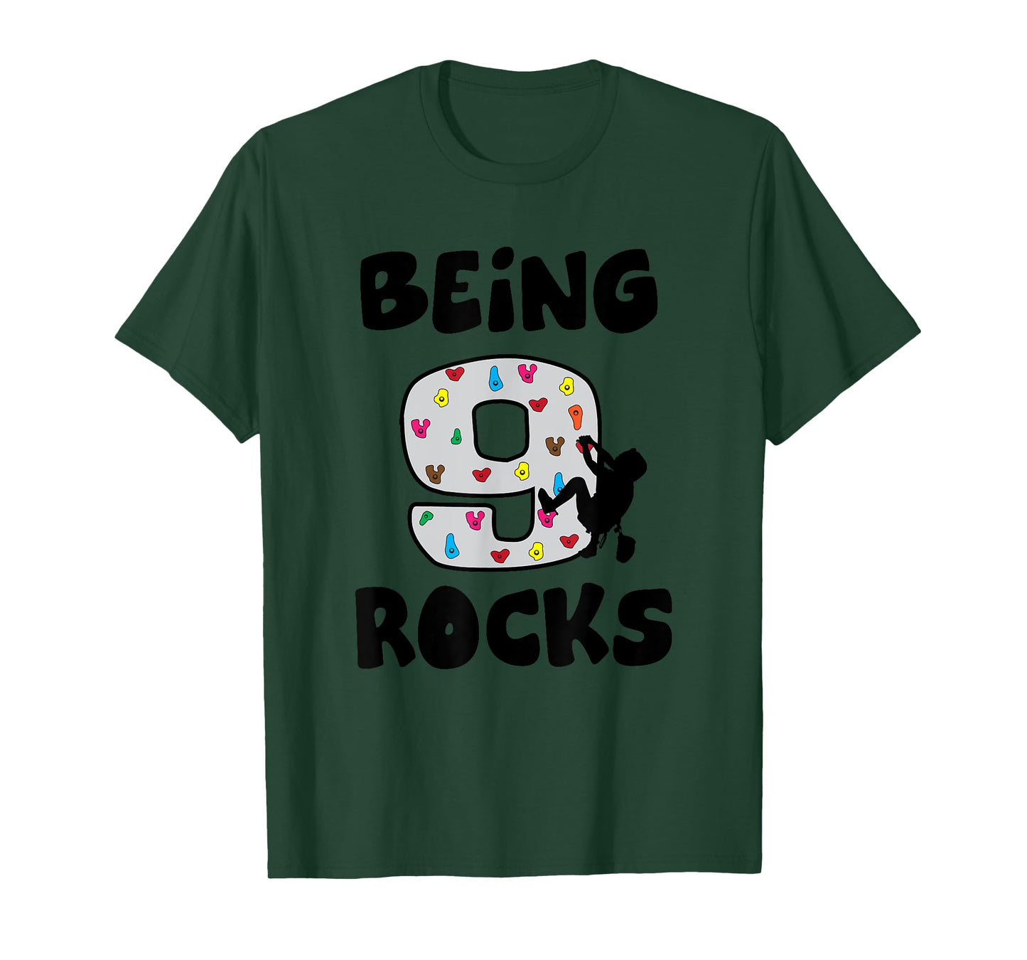 Rock Climbing Funny 9 Years Old 9th Birthday Gift For Kids T-Shirt