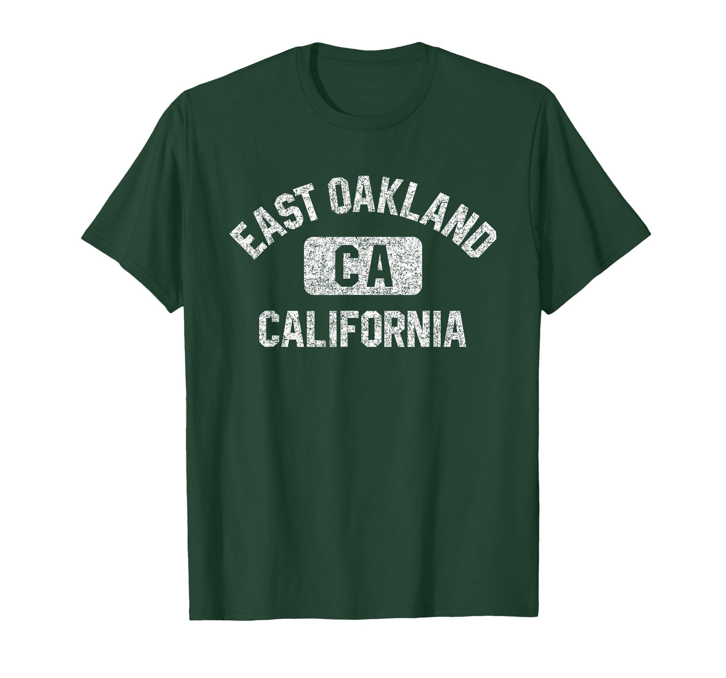 East Oakland California Gym Style Distressed White Print T-Shirt