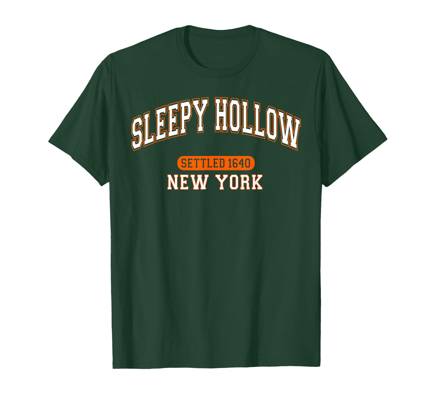 Sleepy Hollow New York Settled 1640 Sports White Orange T-Shirt