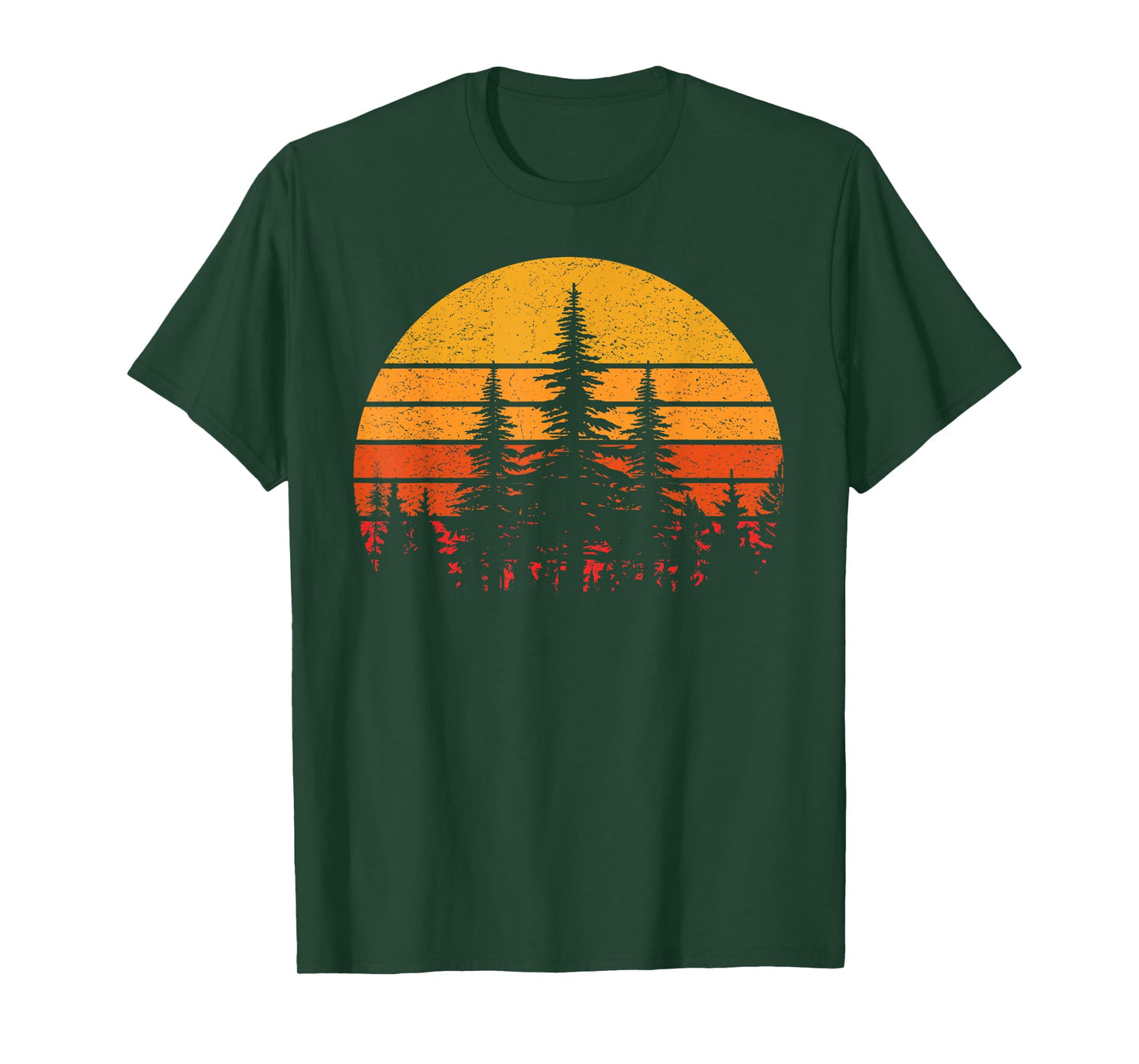 Retro Sun Minimalist Pine Trees Wildlife Nature Forest Man T-Shirt