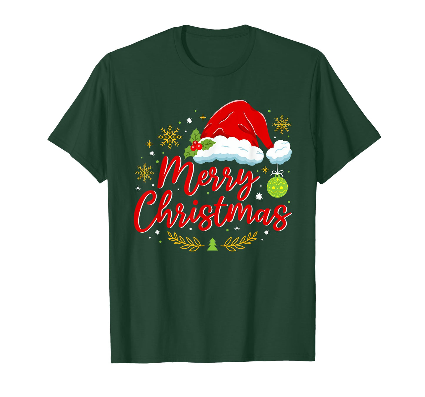 Festive Santa Hat with Holly Merry Christmas Men Women Kids T-Shirt