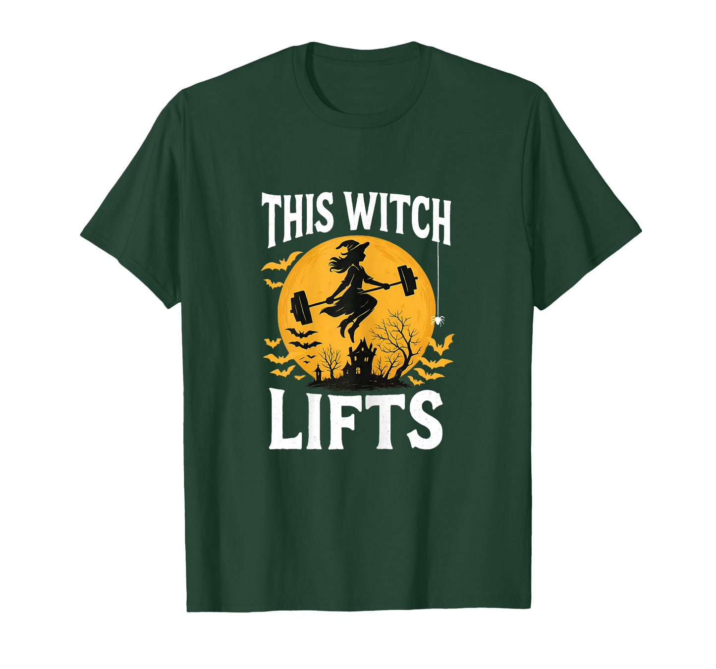 Witch Lifting Barbell Strong Halloween Fitness Gym T-Shirt