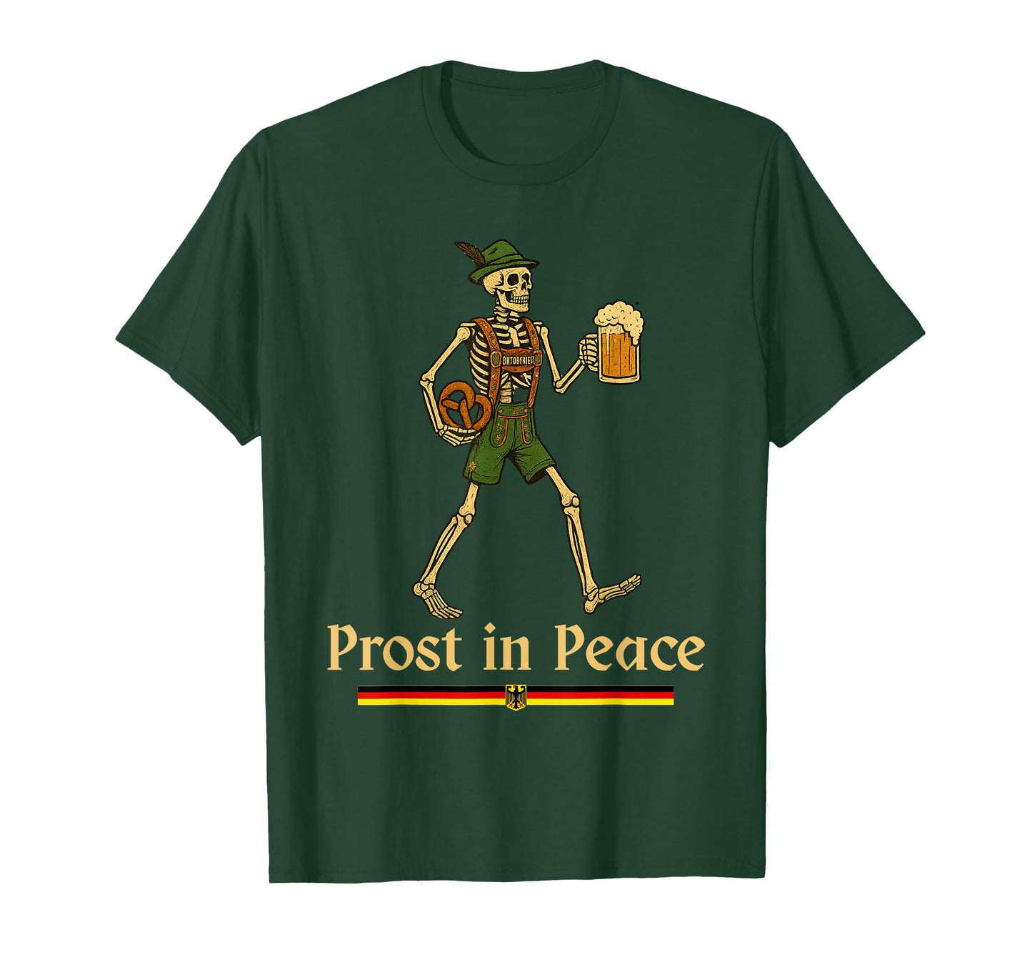 Prost in Peace Halloween Skeleton Beer Funny Oktoberfest T-Shirt