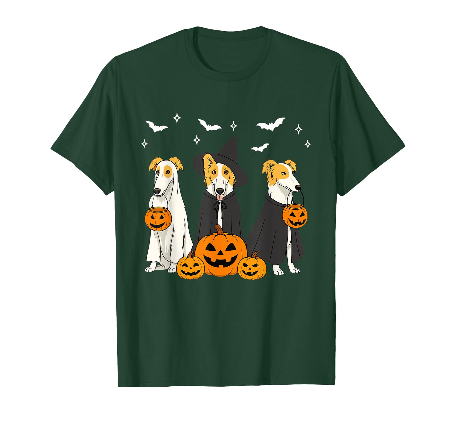 Witch Borzoi Dog Halloween Spooky Borzoi Dog Mom Dog Lover T-Shirt