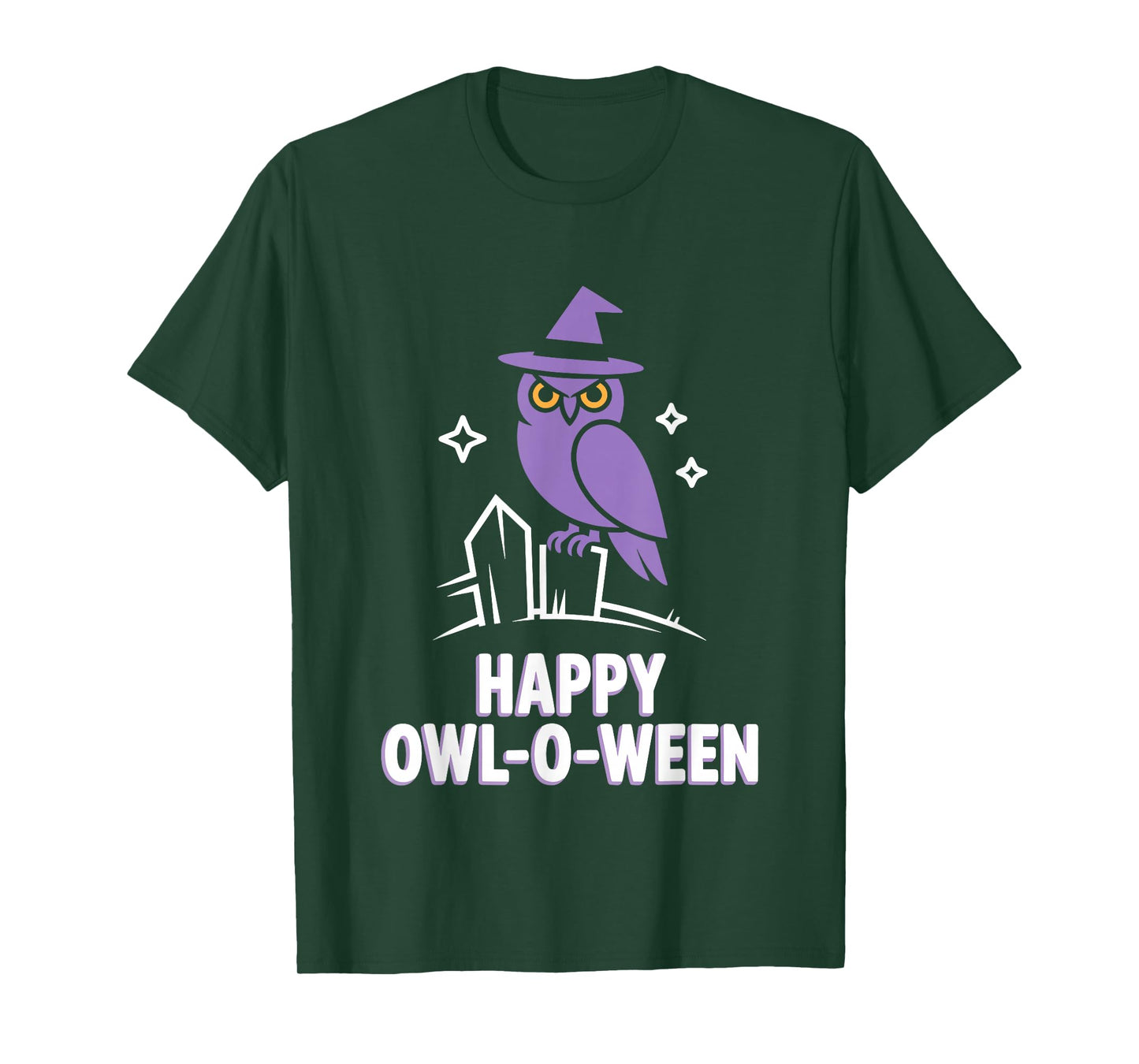 Happy Owl-O-Ween Cute Funny Owl Witch Hat Halloween T-Shirt