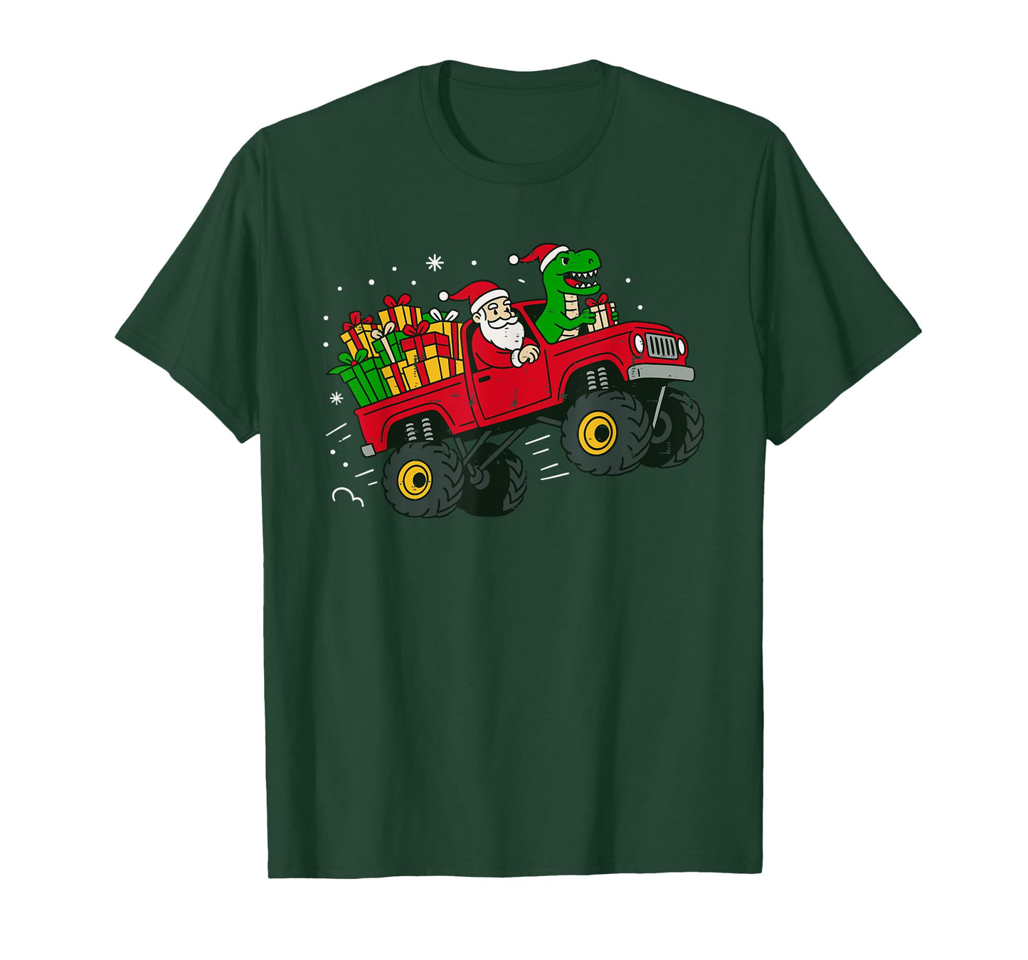 Santa Dinosaur Truck Christmas Winter Holiday for Kids Boys T-Shirt