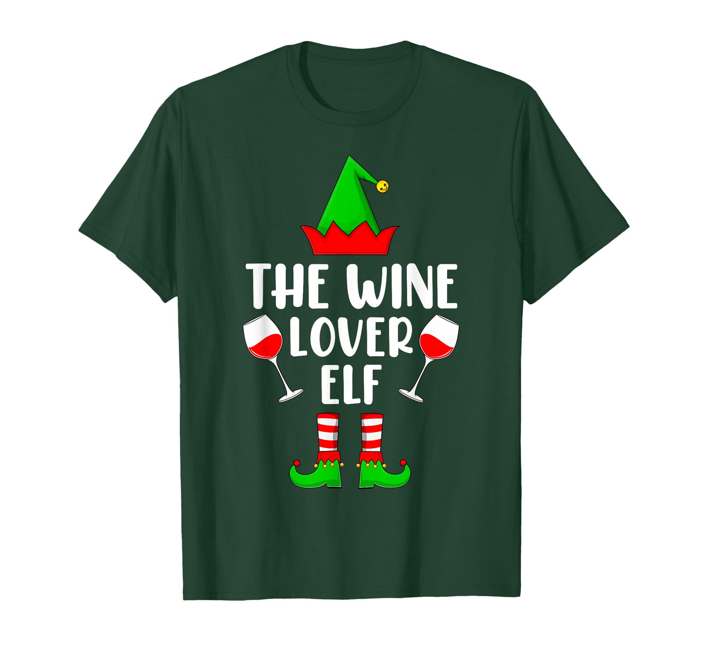 Wine Lover Elf Christmas Family Matching Elf Squad Xmas T-Shirt