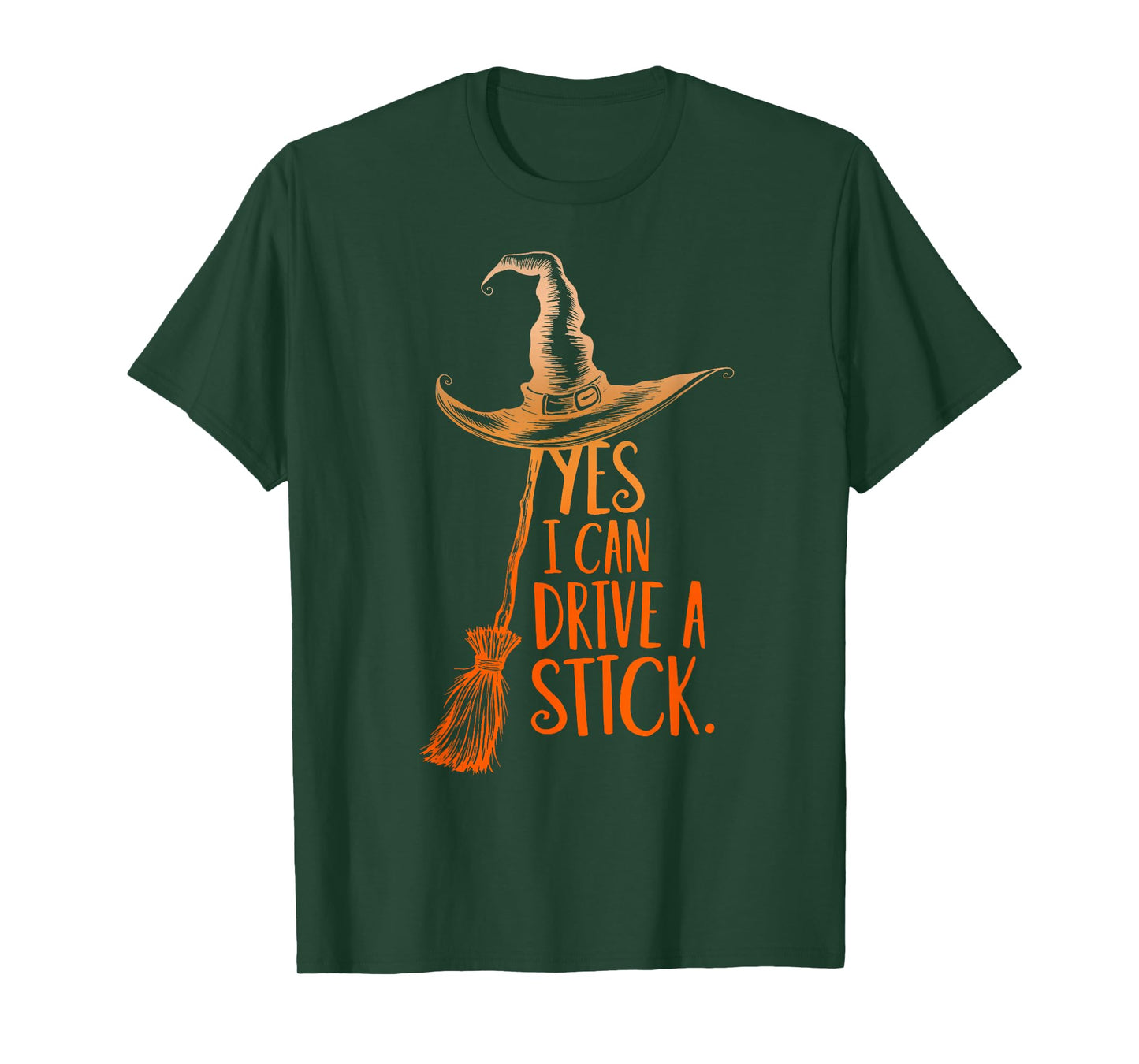 Yes I Can Drive A Stick Funny Halloween Spooky Witch T-Shirt