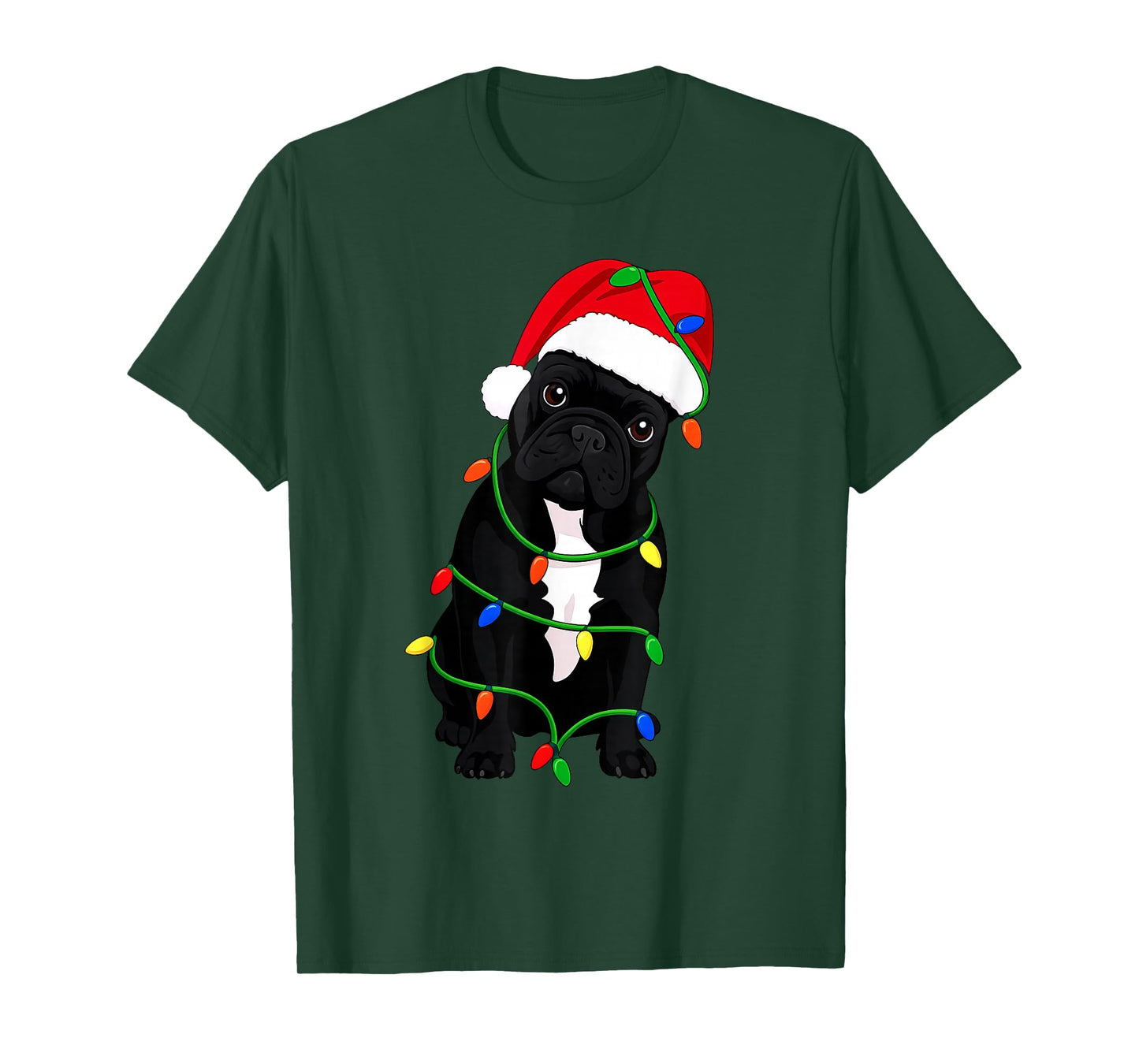 French Bulldog Christmas Tree Lights Holiday Dog Lover T-Shirt