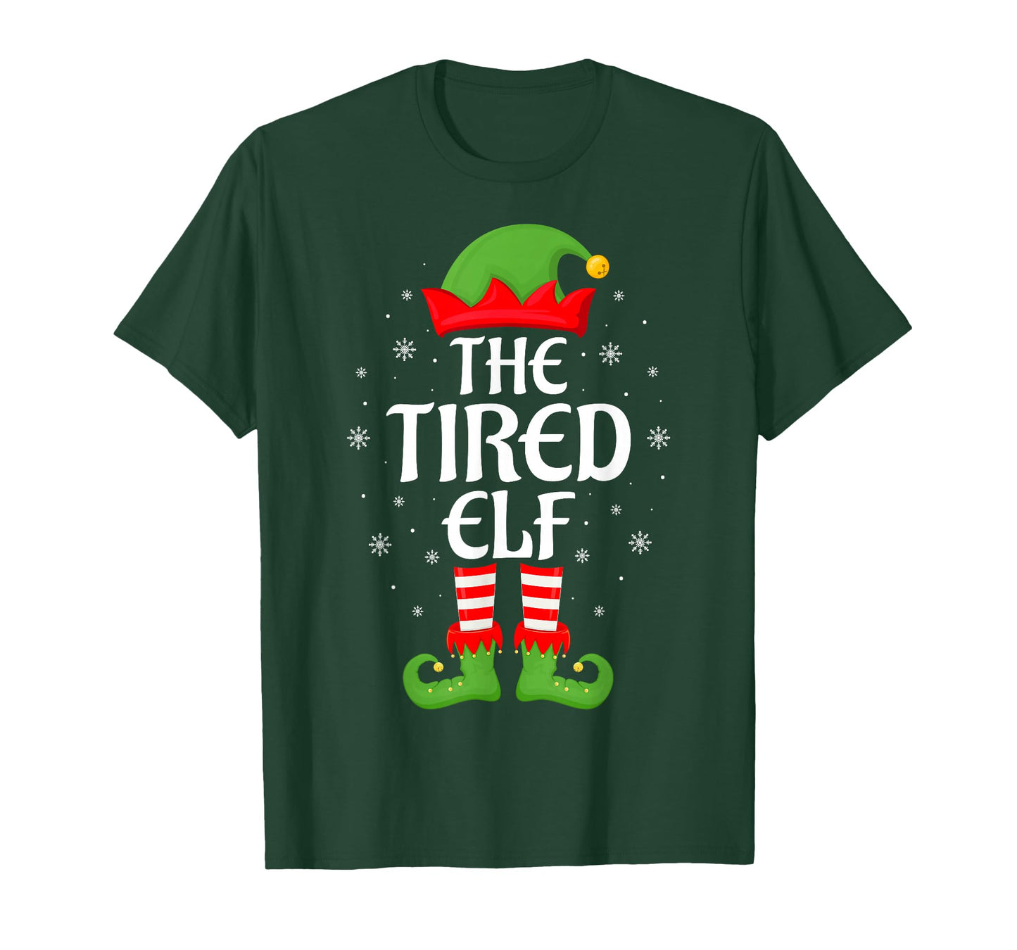 Tired Elf Xmas Family Matching Elf Squad Christmas T-Shirt