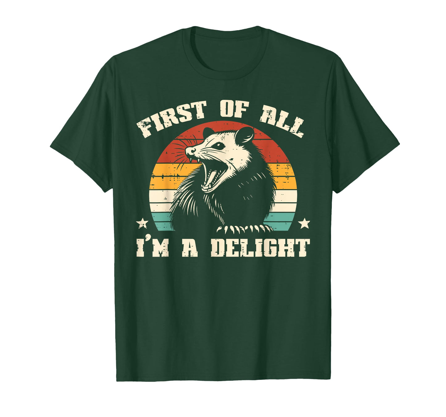 Possum First Im Delight Vintage Opossum Humor Men Women Kids T-Shirt