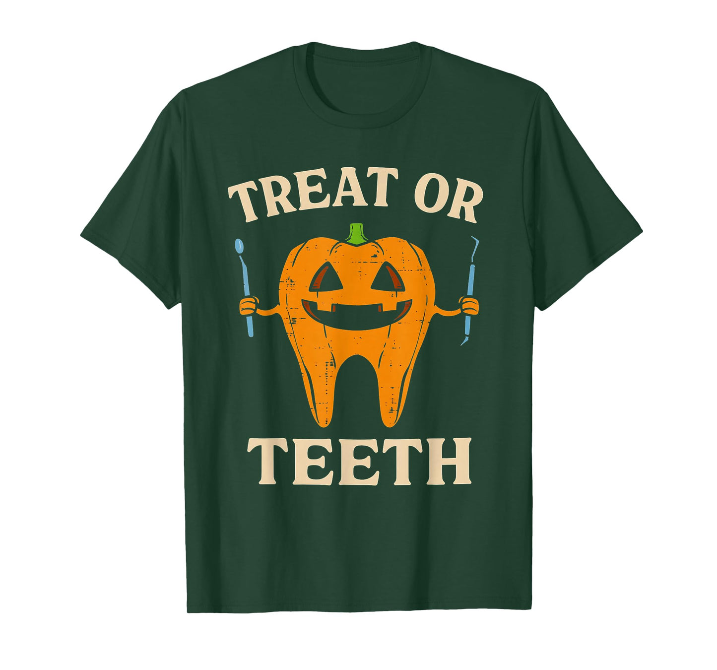 Trick Or Teeth Funny Dental Halloween Dentist Crew Costume T-Shirt