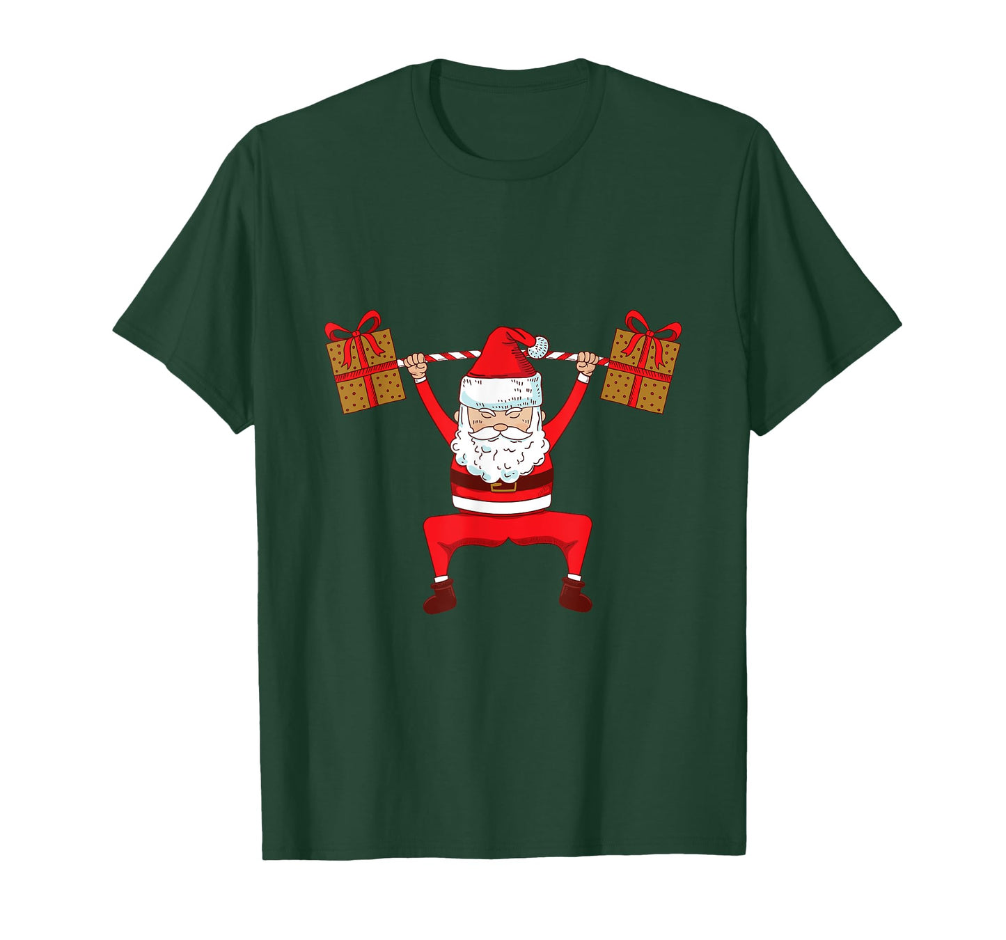 Santa Weight Lifting Christmas Exercise Gym T-Shirt