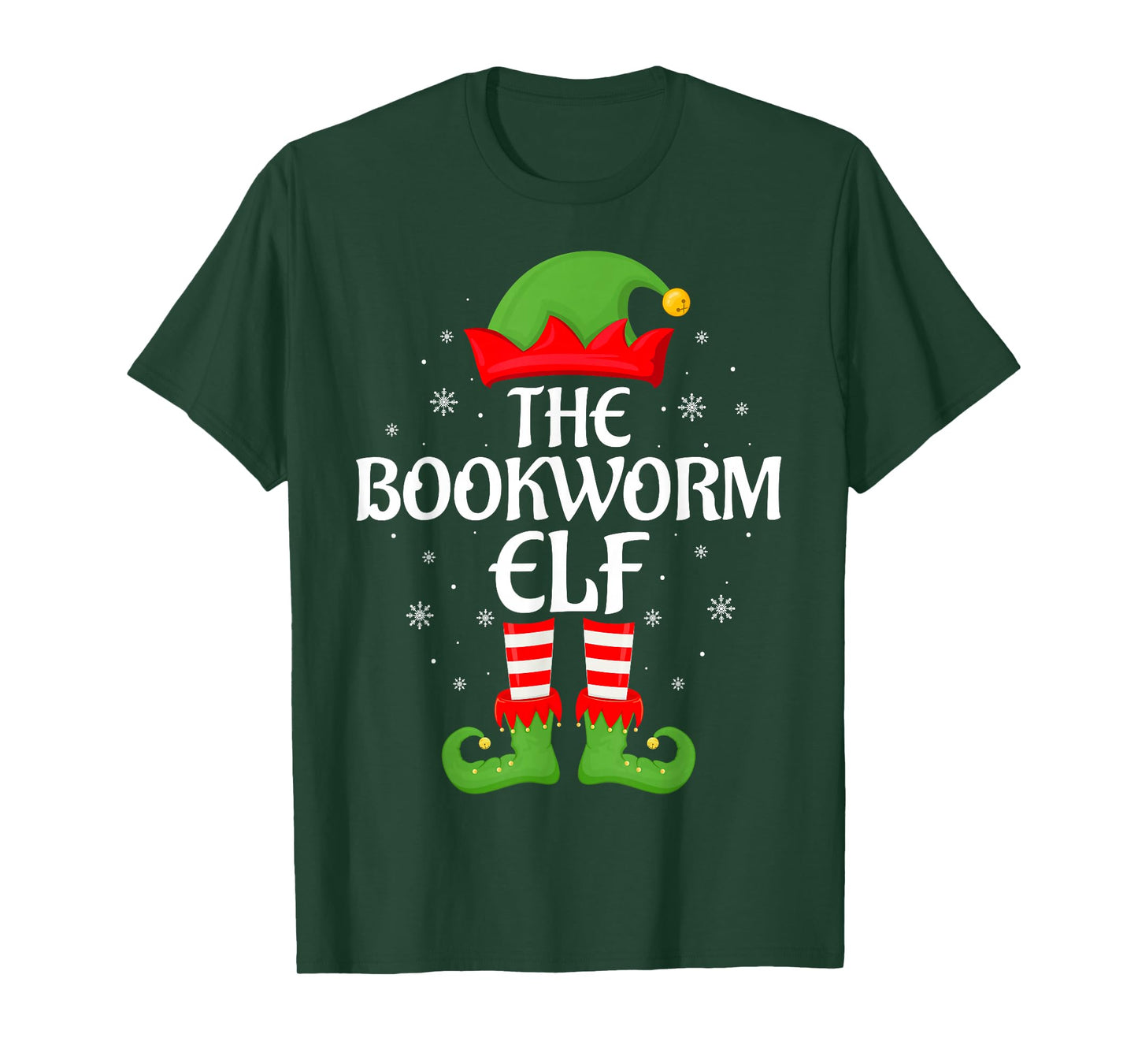 Bookworm Elf Xmas Family Matching Elf Squad Christmas T-Shirt