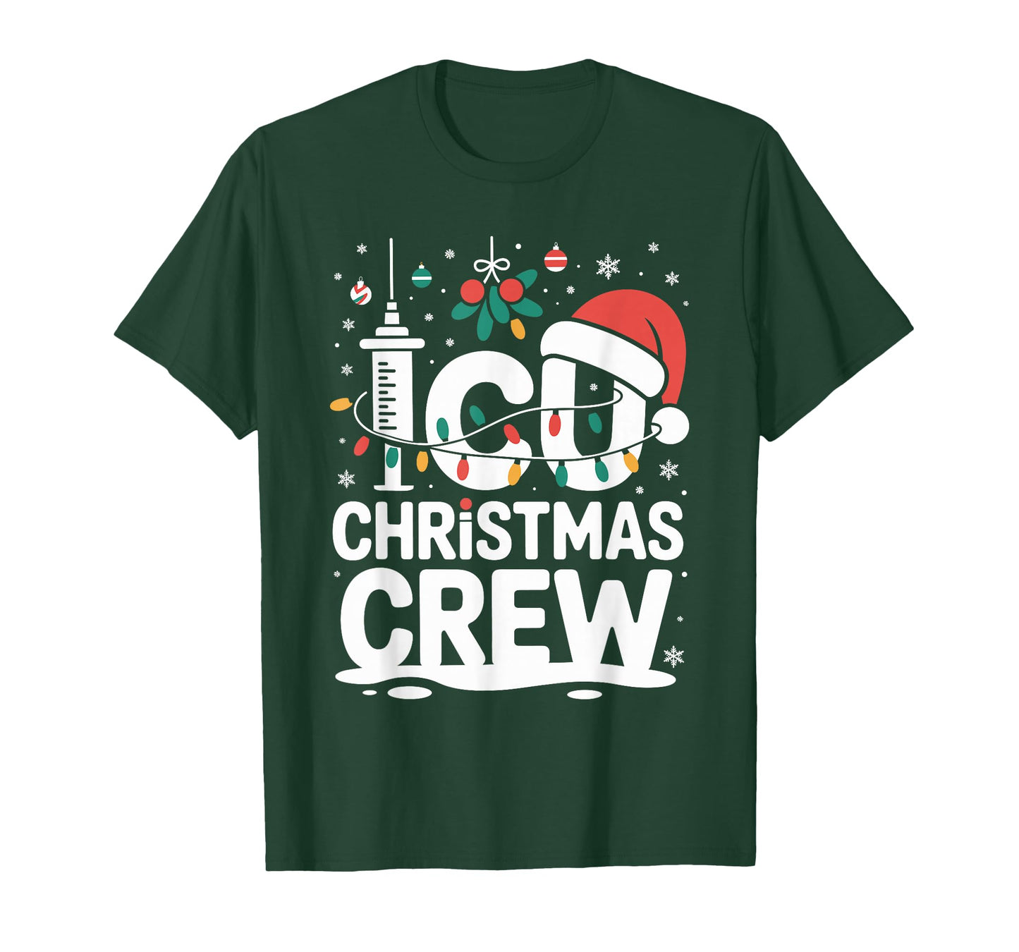ICU Christmas Crew Nurse Critical Care Xmas Nursing T-Shirt