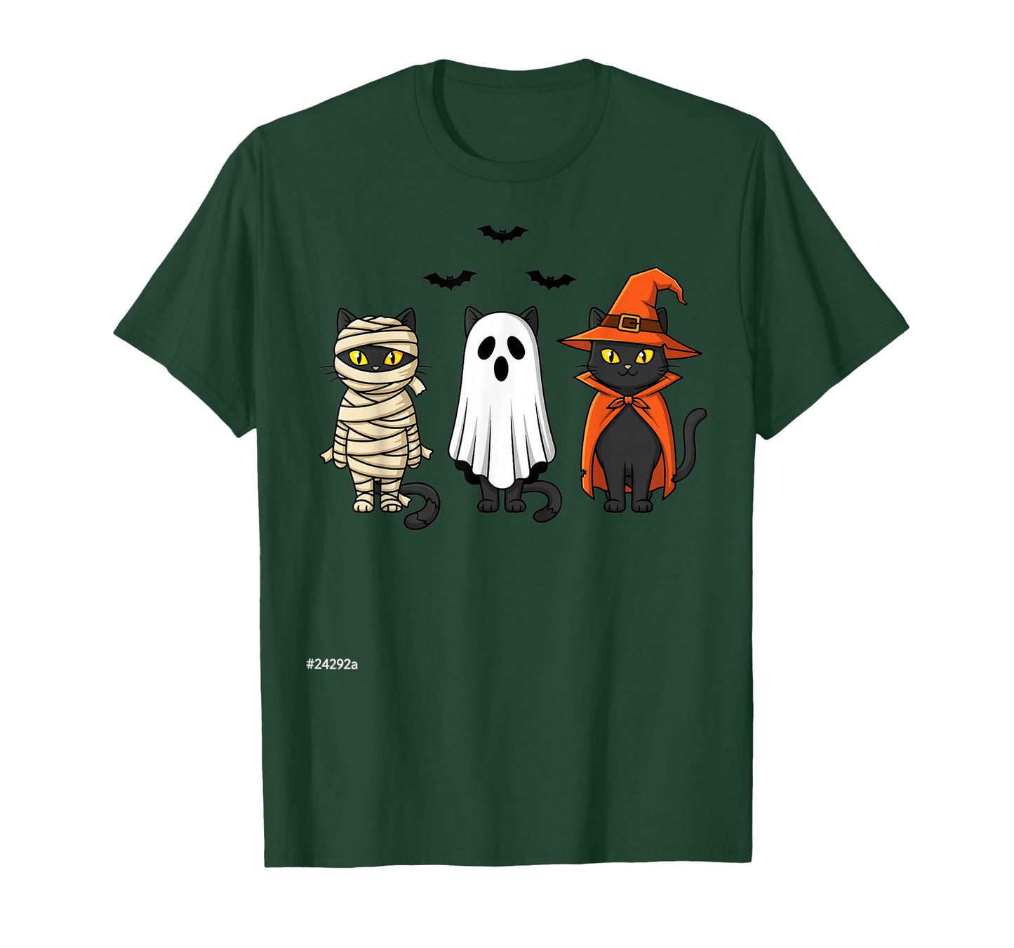 Halloween Cat Costume Trio Ghost Witch Mummy Bats T-Shirt