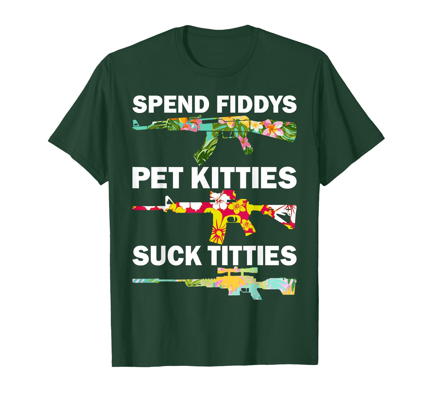 Spend Fiddies Pet Kitties Tropical Gun Lover Beach Hawaiian T-Shirt for Men Women