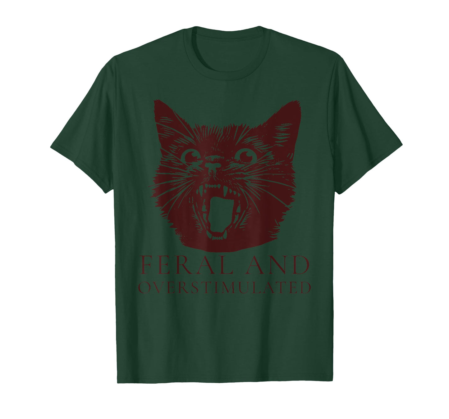 Feral and Overstimulated Funny Cat ADHD Vintage Autism Humor T-Shirt