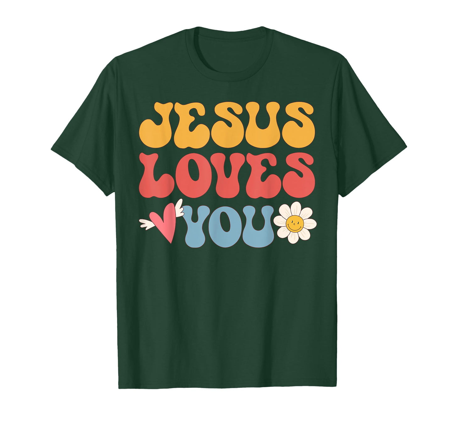 Groovy Jesus Loves You Christian 70's Hippie T-Shirt