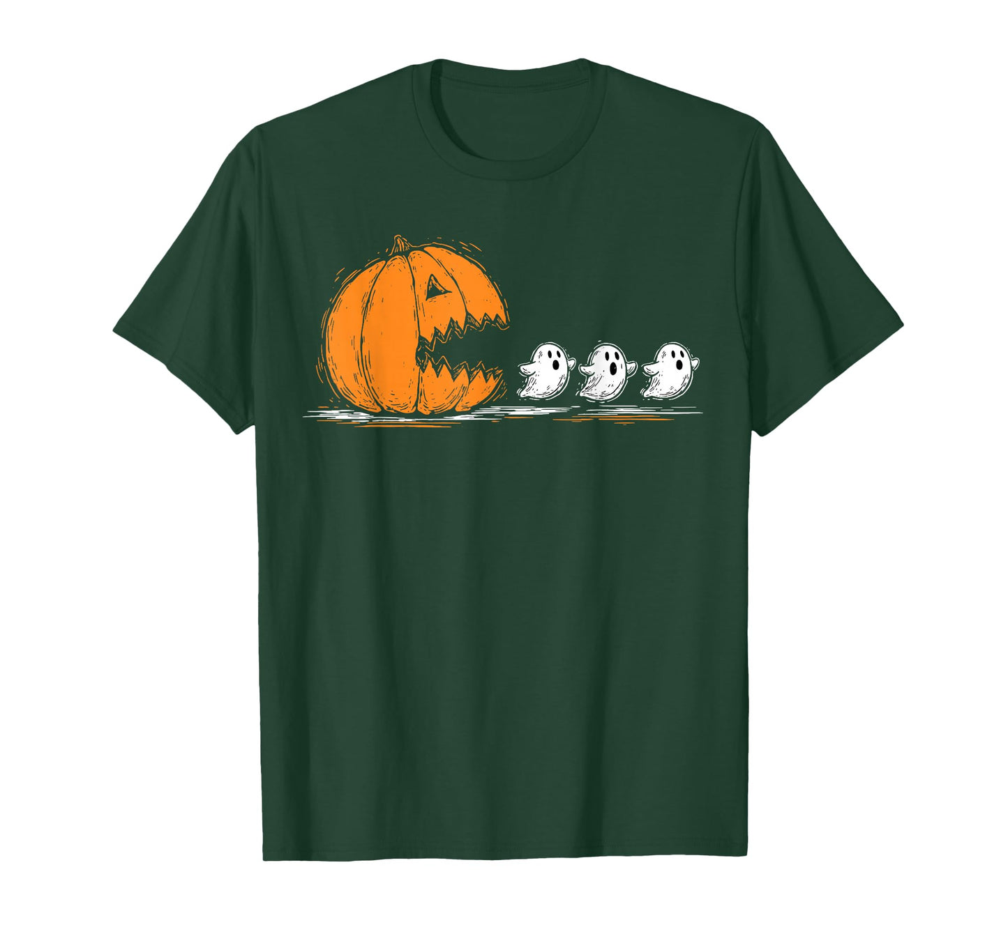 Halloween Gamer Pumpkin Eating Ghost Costume Men Boys Kids T-Shirt