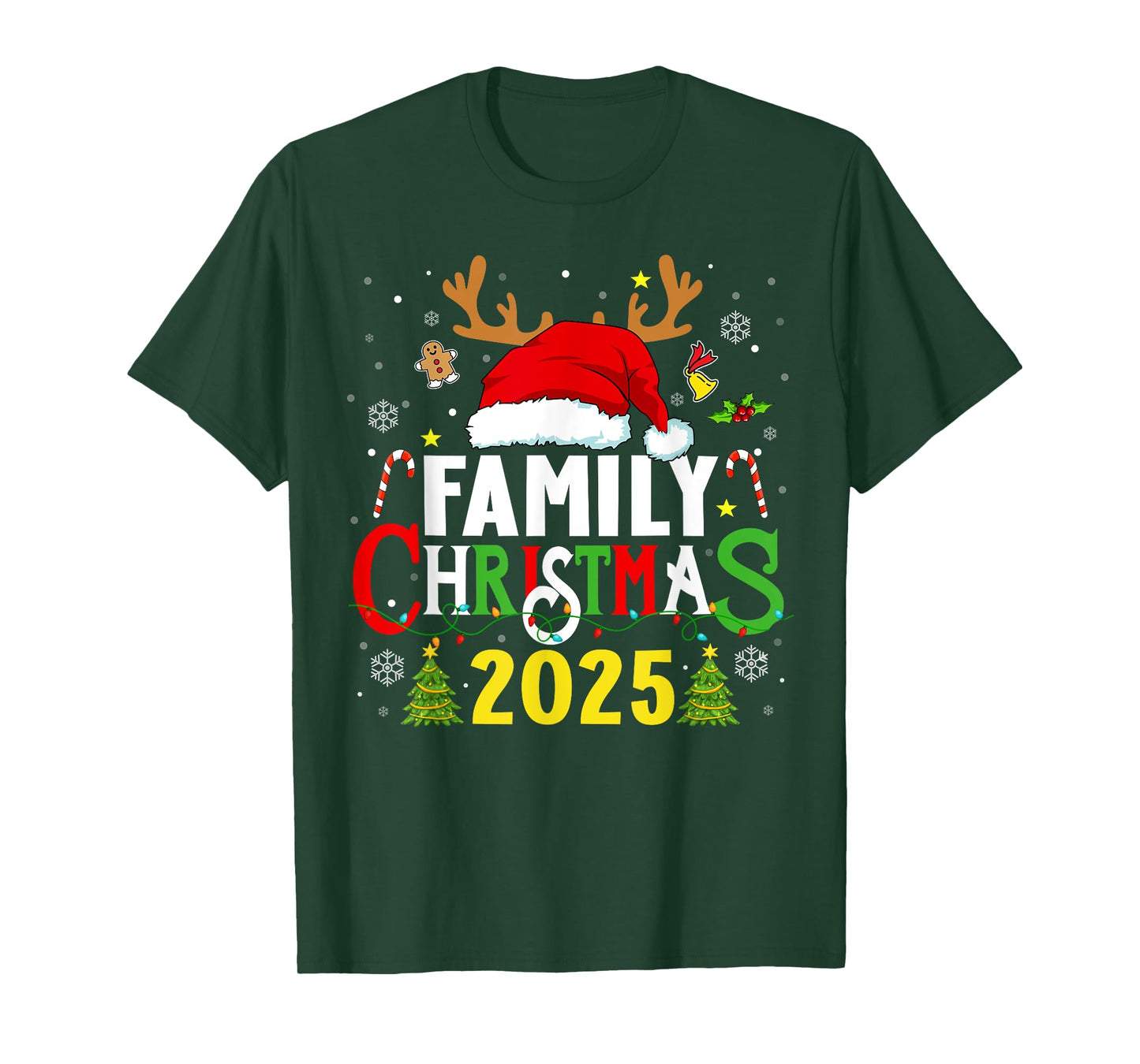 Family Christmas 2025 Santa Hat Reindeer Group Xmas Pajamas T-Shirt