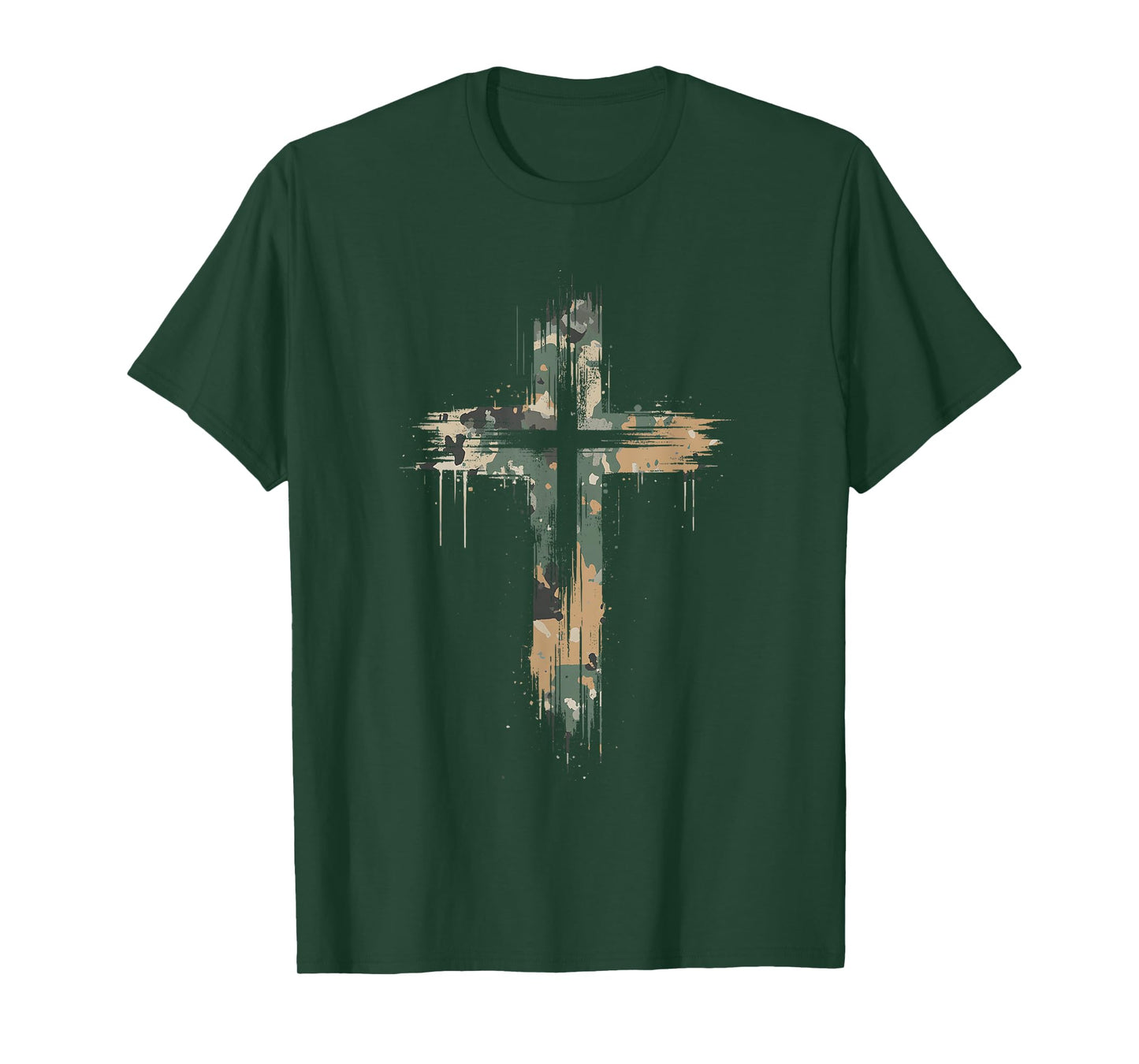 Grunge Christian Cross Camo Camouflage Natural T-Shirt