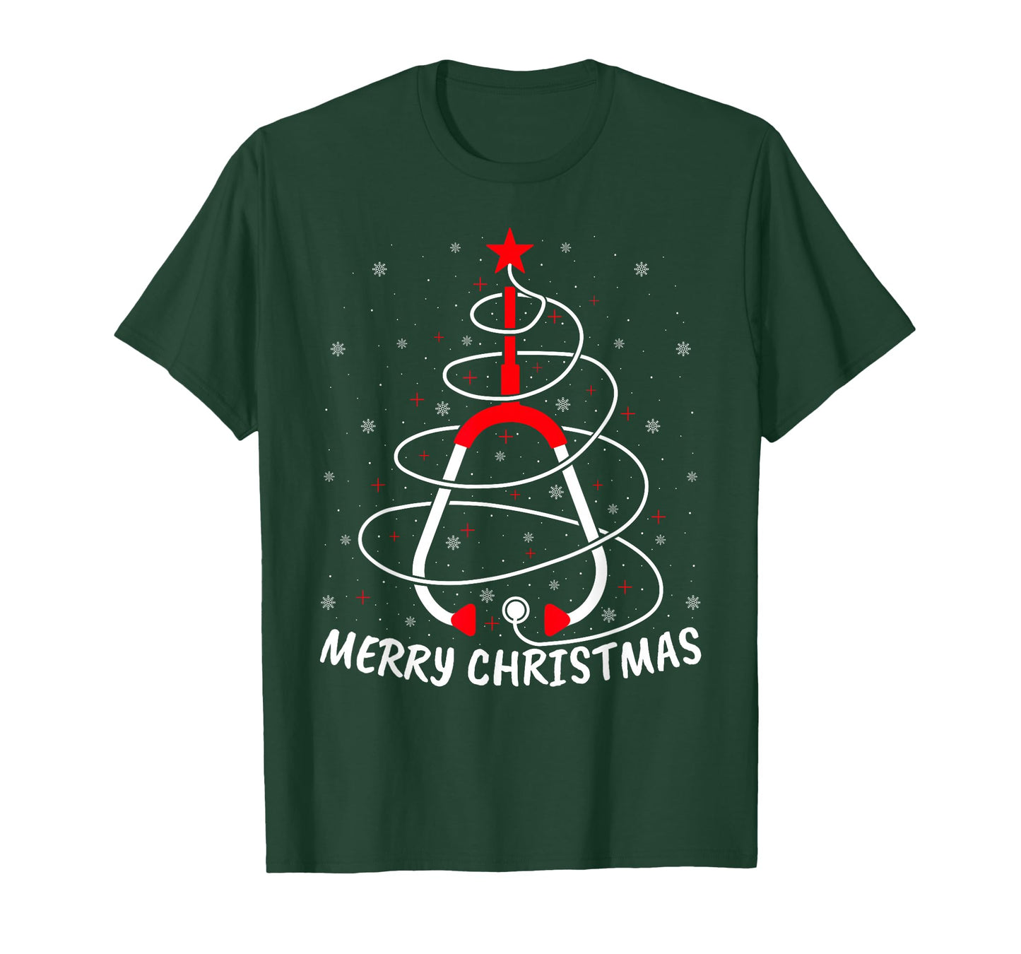Nurse Stethoscope Christmas Tree Lights Funny Nurse Xmas T-Shirt
