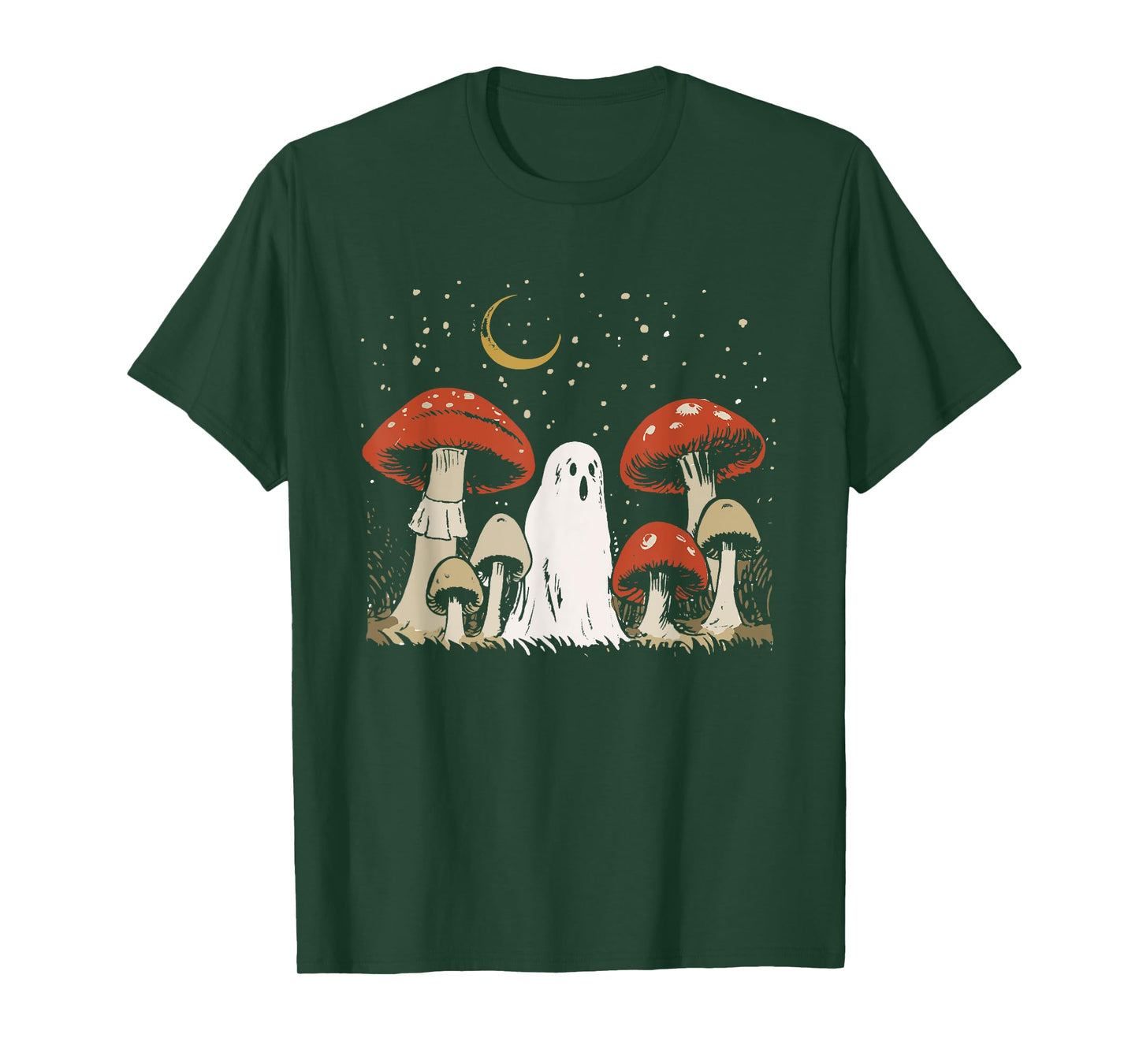 Halloween Mushroom Ghost Vintage Grunge 90 Aesthetic Graphic T-Shirt