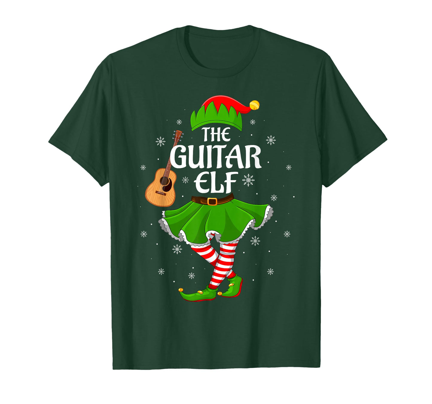 Guitar Elf Christmas Family Girls Women Elf Squad Xmas T-Shirt
