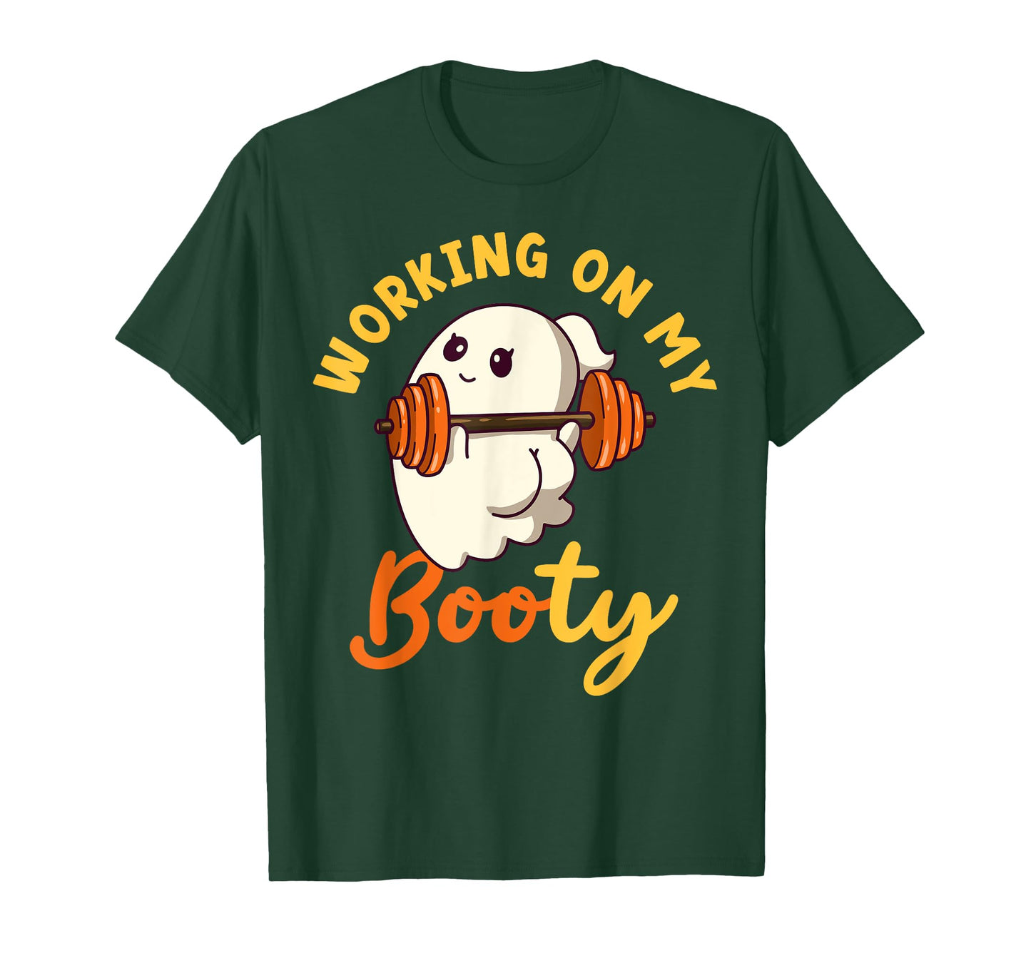Working On My Booty Boo-Ty Funny Halloween Gym Ghost Pun T-Shirt