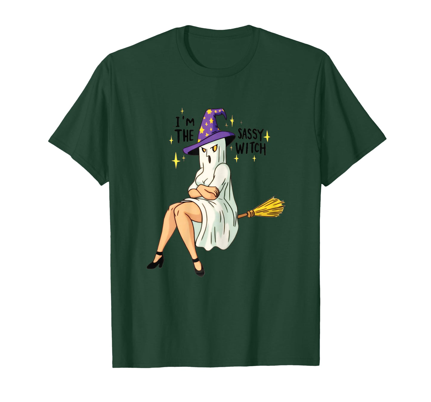 Funny Angry Sassy Witch Ghost Attitude Broomstick Halloween T-Shirt