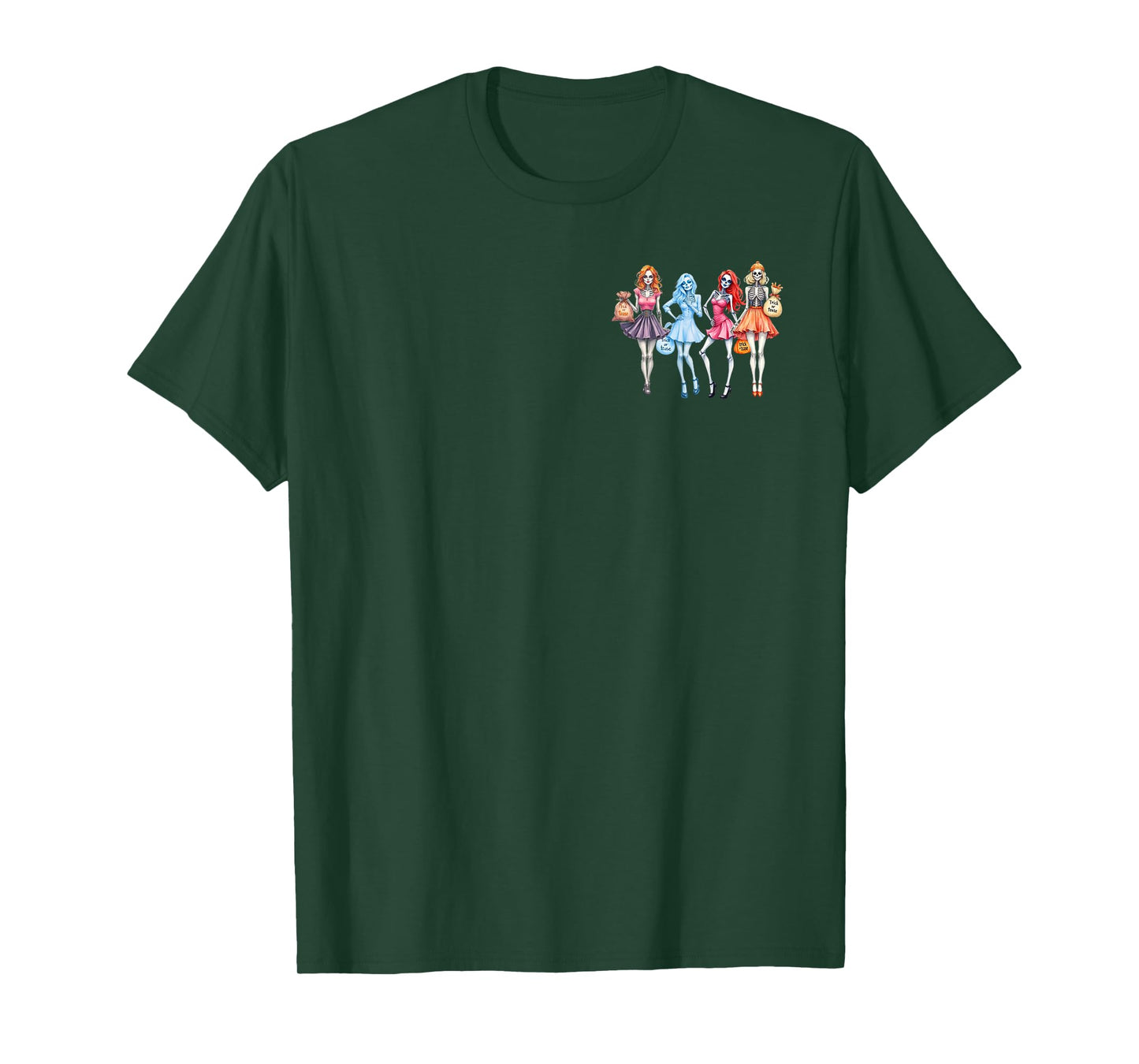 Trick or Tease Halloween Witch Skeleton Pumpkin Ghost T-Shirt
