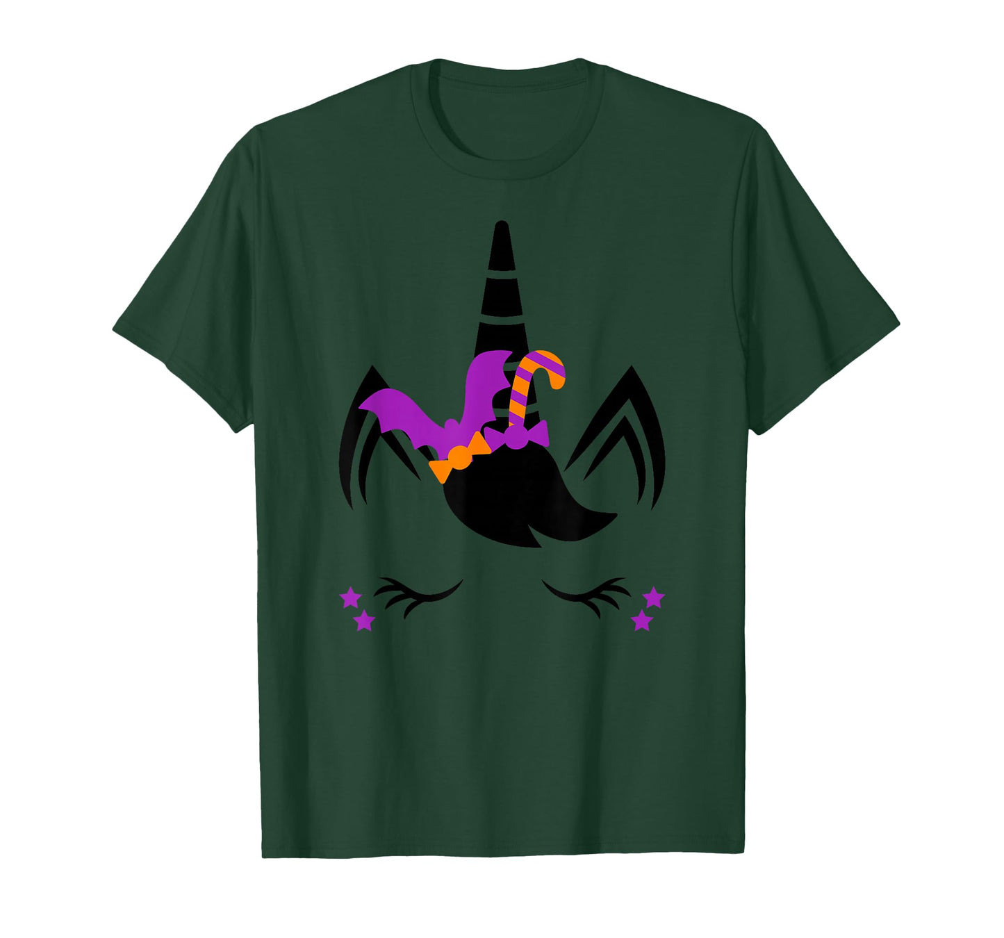 Unicorn Face Eyelashes Bat Candy Scary Halloween Costume T-Shirt