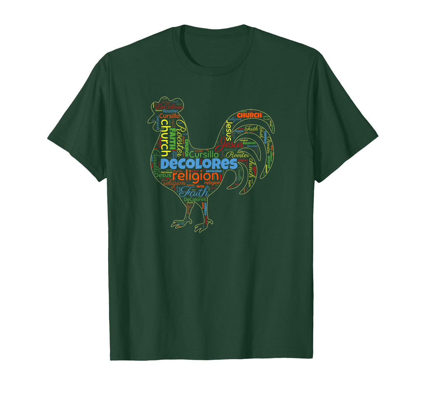 DeColores Cursillo Rooster Word Cloud T-Shirt