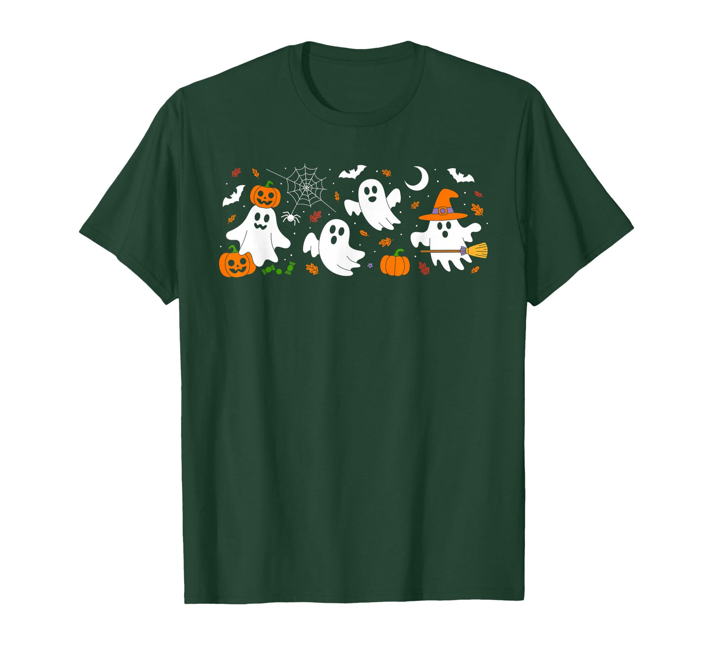 Cute Ghost Drinking Coffee Halloween Fall Ghost Book Reading T-Shirt