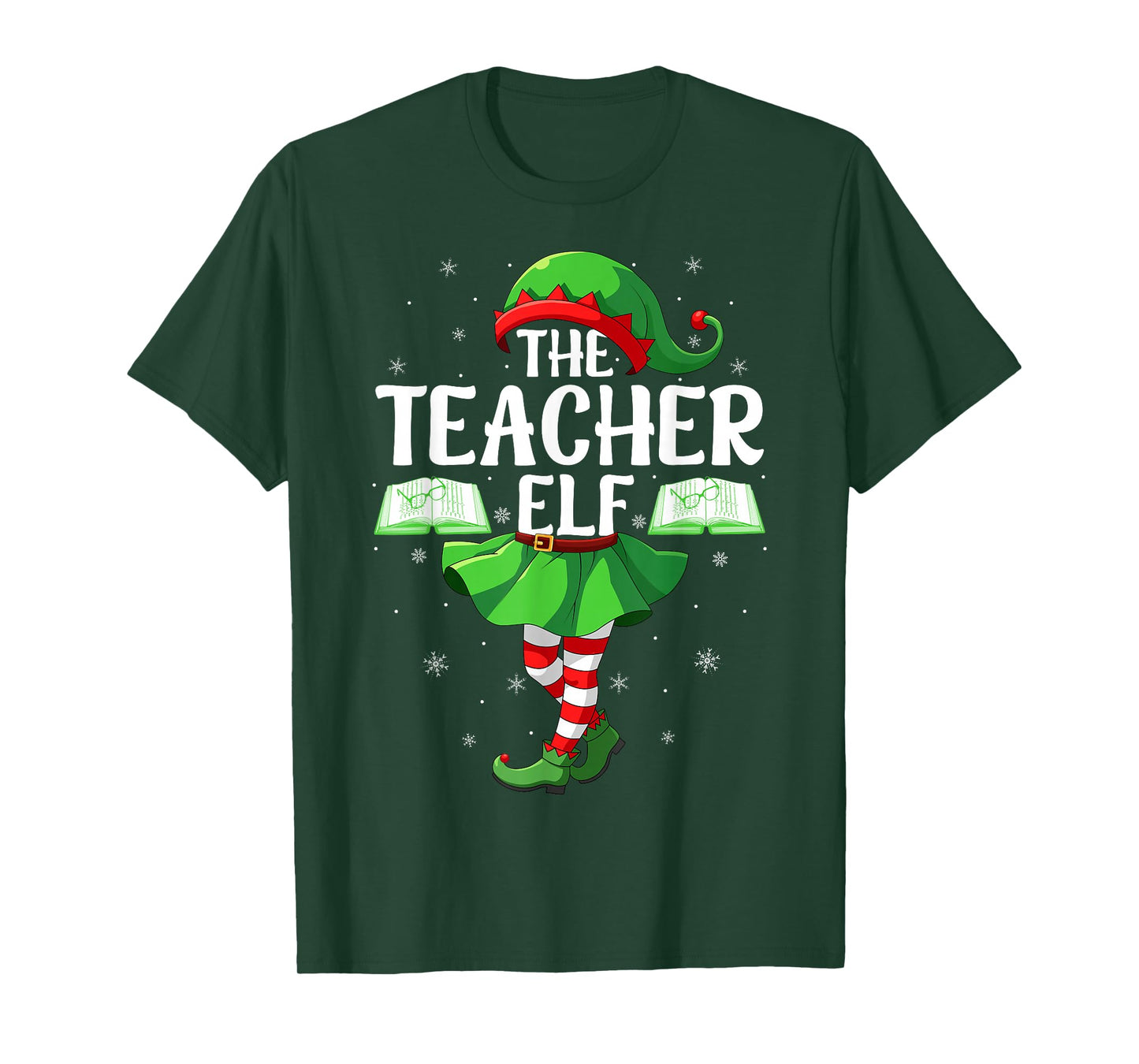 Teacher Elf Christmas Girls Women Elf Squad Xmas Family T-Shirt