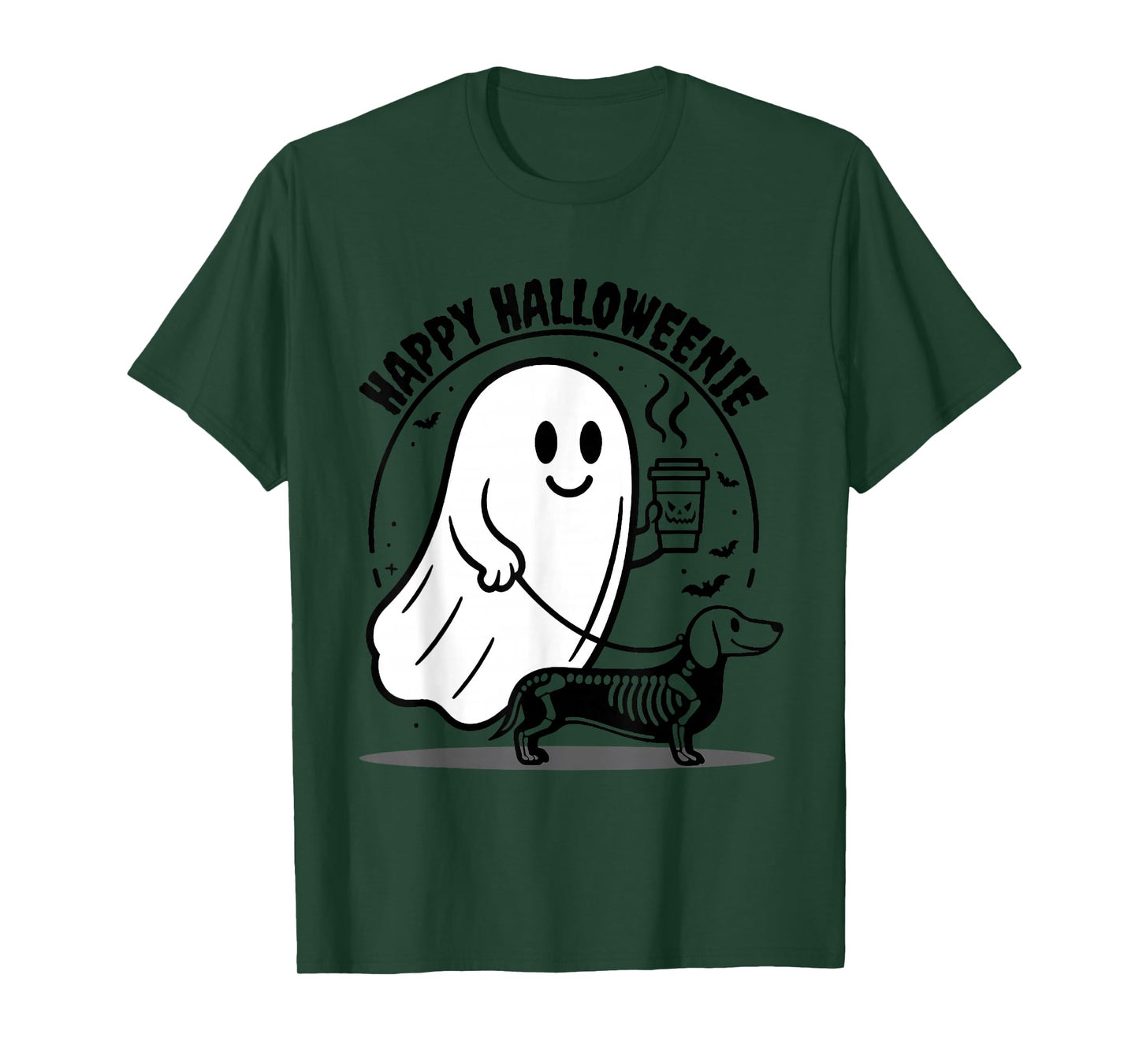 Happy Halloweenie Dachshund Ghost Funny Dog Lovers T-Shirt