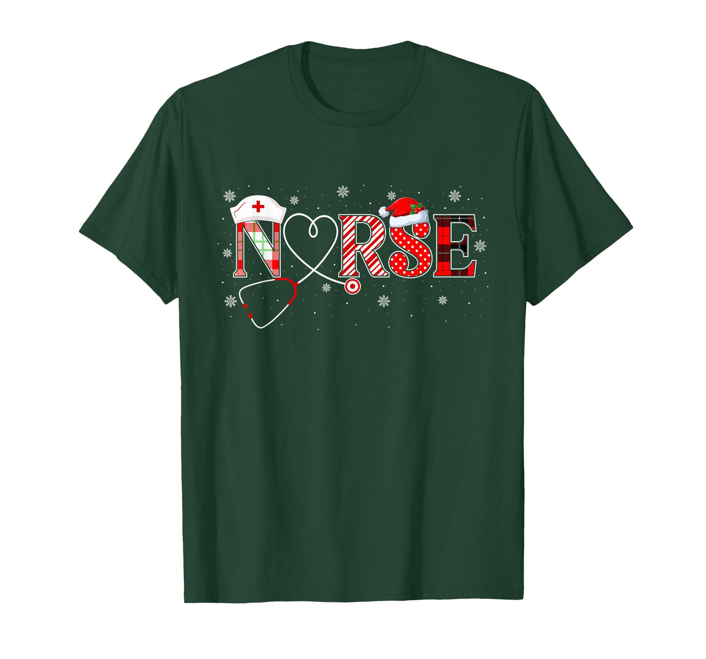 Nurse Xmas Pajamas Stethoscope Nurse Christmas Scrub Top T-Shirt